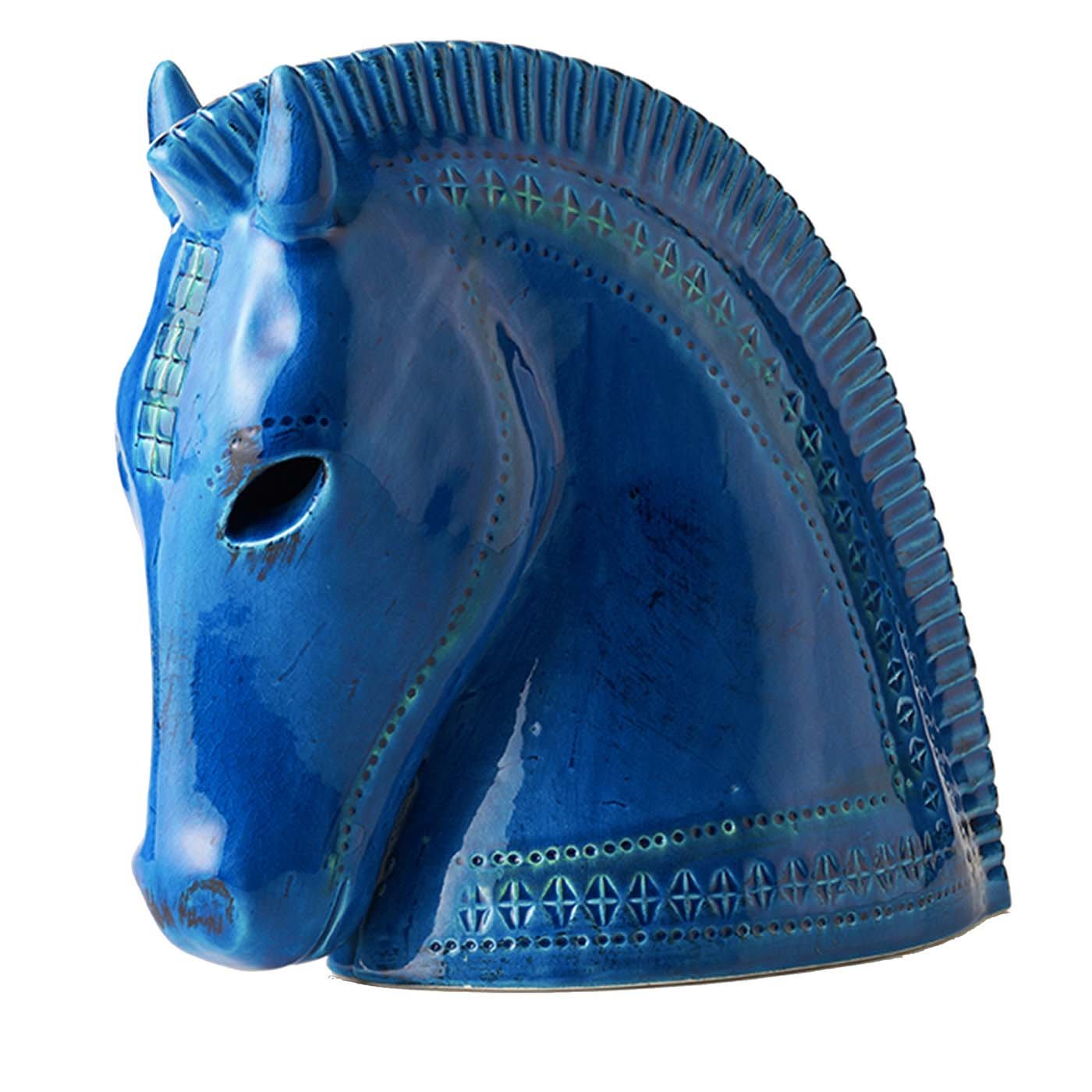 Rimini Blu Horse Head Figurine by Aldo Londi - Bitossi Ceramiche