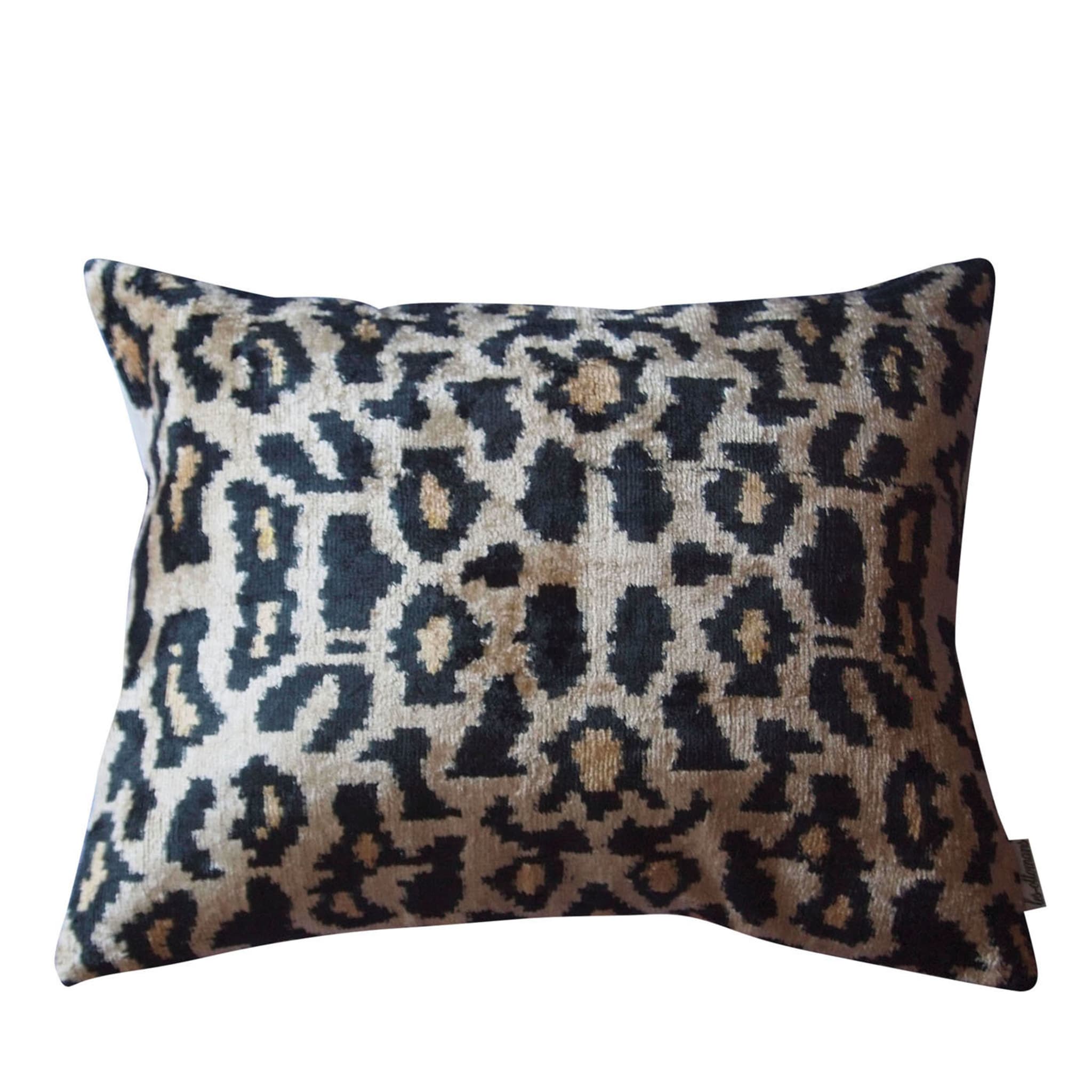 Silk Ikat Velvet Cushion Leopard - Main view