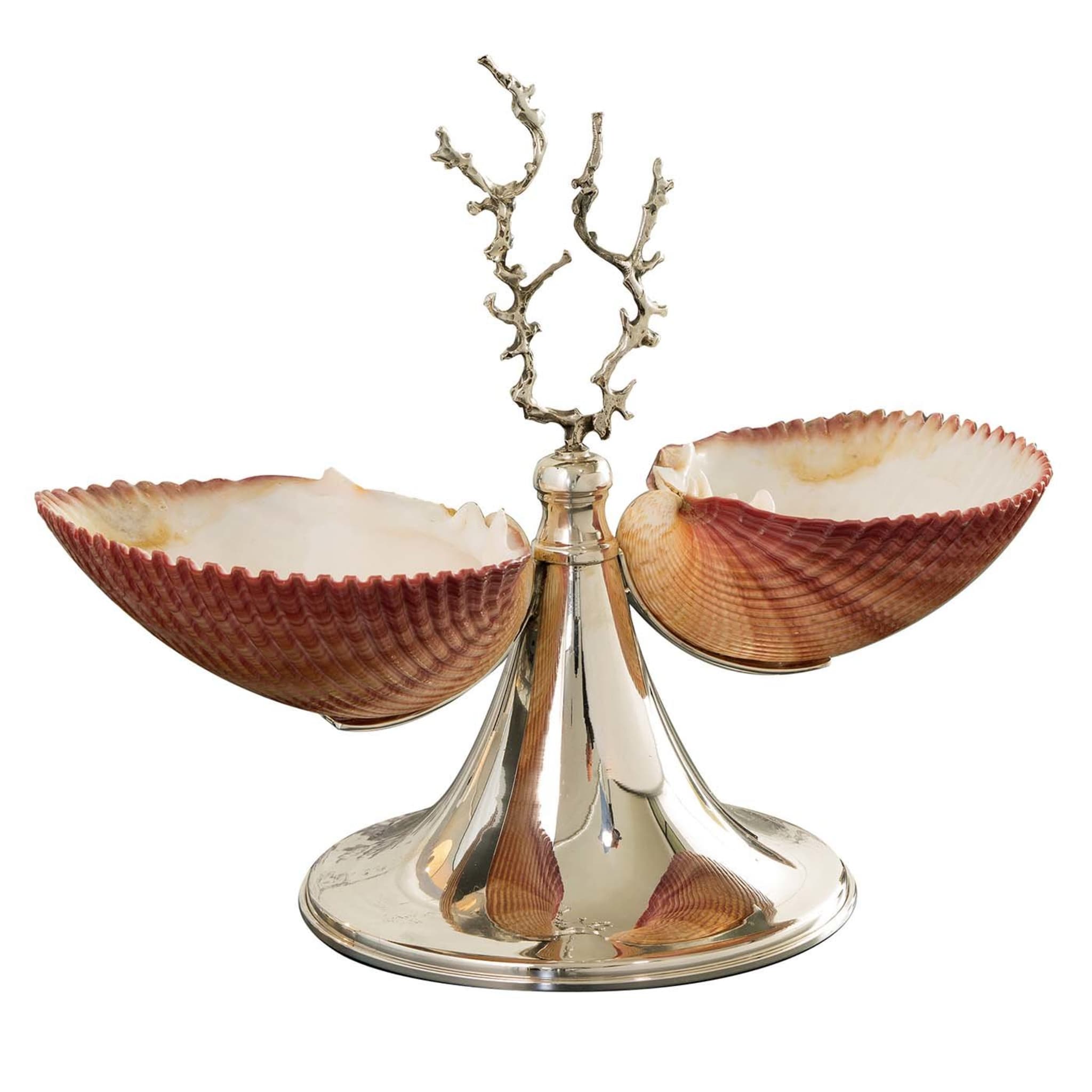 Silver Footed Double Bowl with Shells - Main view