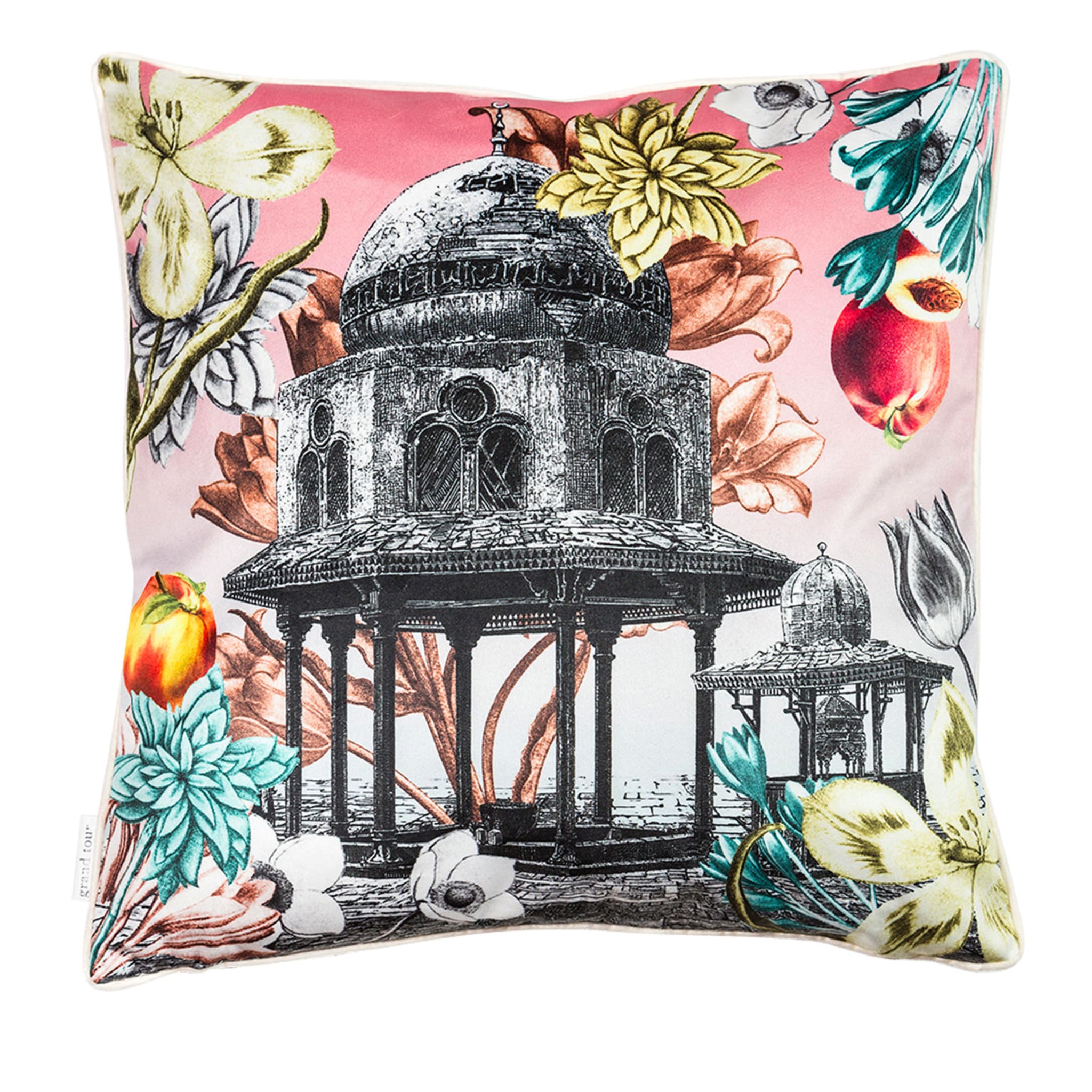 Cairo Velvet Cushion With Landscape And Flowers #4 - Main view