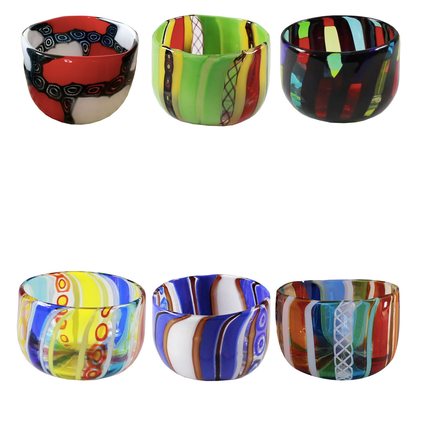 Fantasy Set of 6 Bowls #1 in Murano Glass - I Muranesi