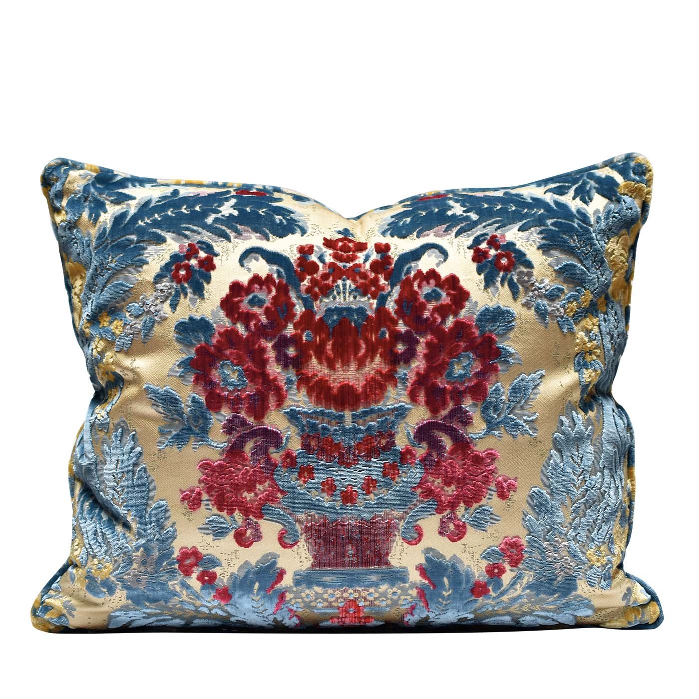 Giardino Antico Turquoise Medium Cushion - Tessitura Bevilacqua