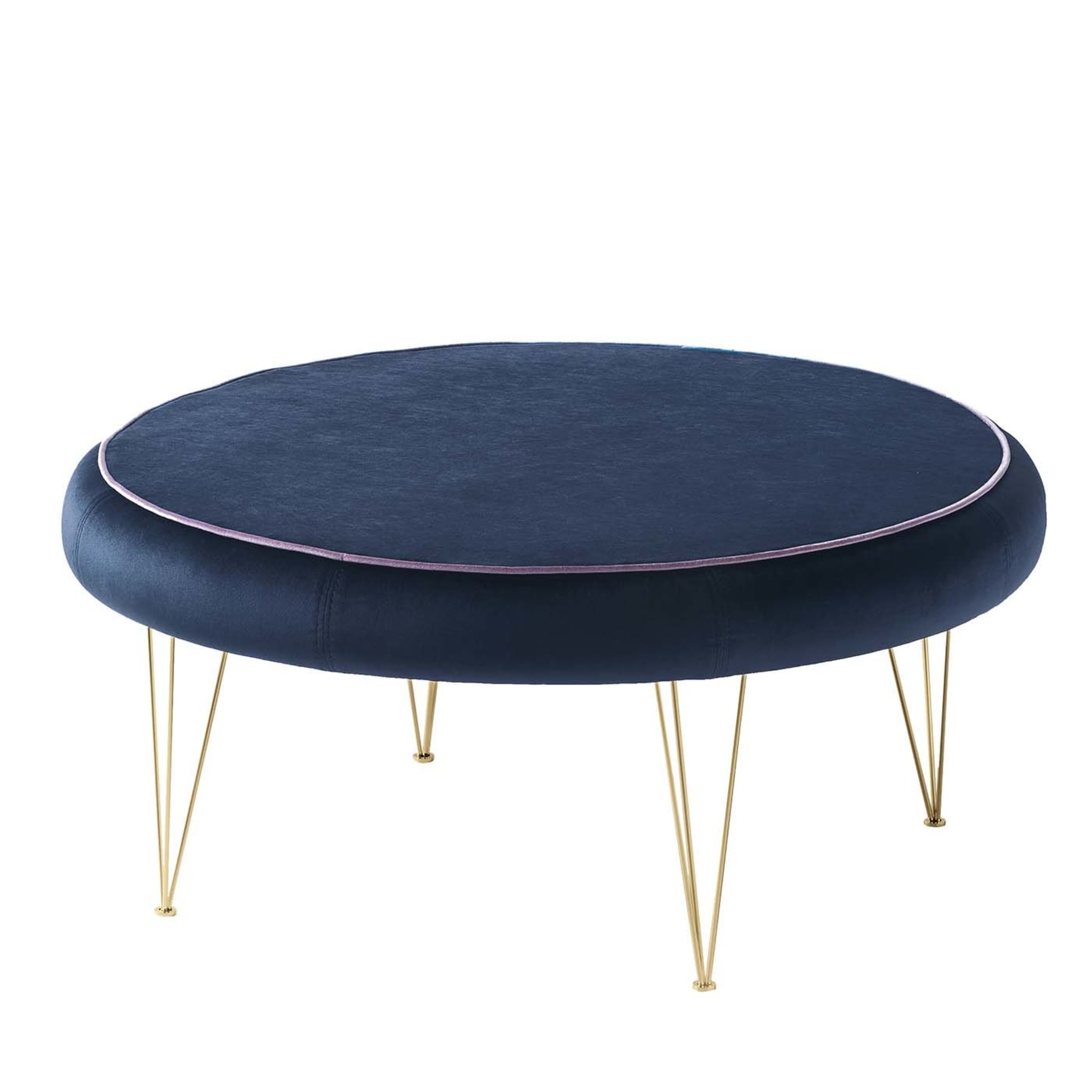 Pills Blue Oval Pouf with Gold Legs - Main view
