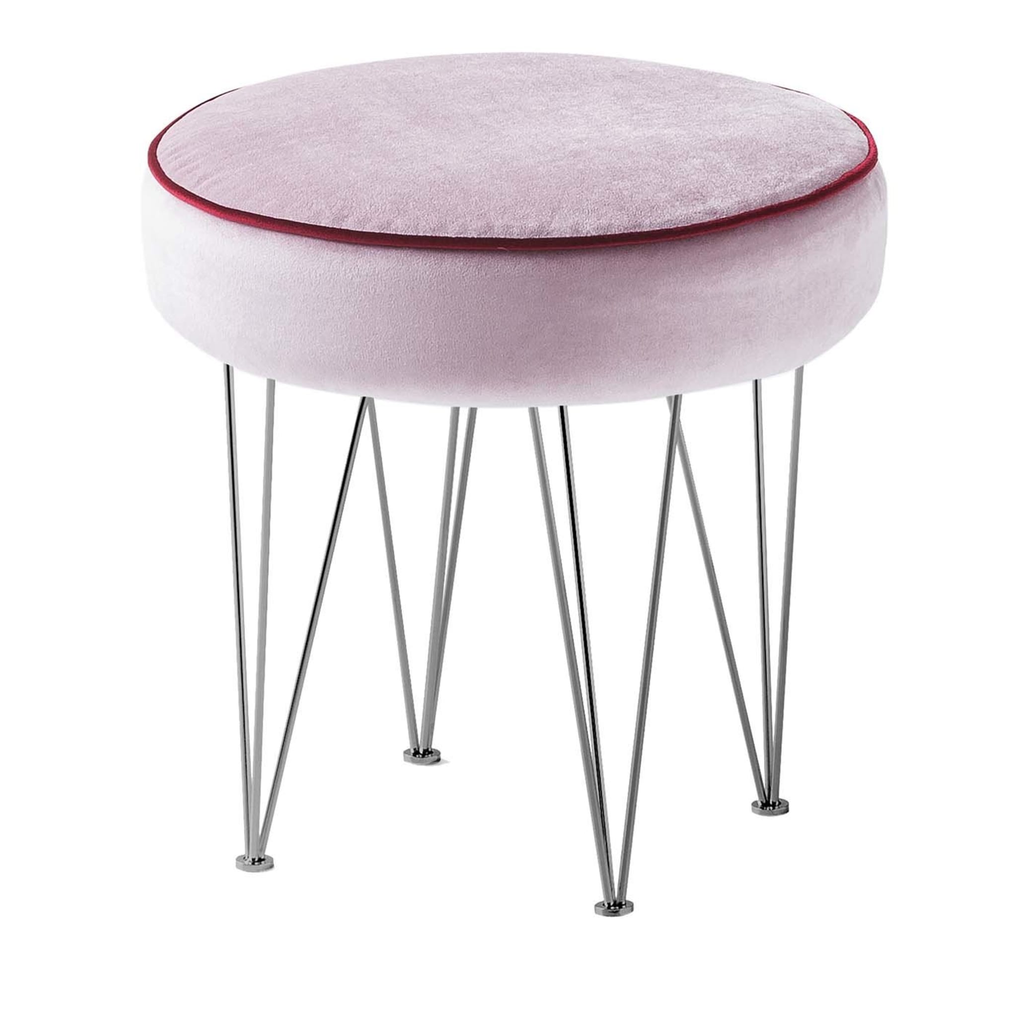 Pills Pink Small Round pouf with Black Legs - Main view