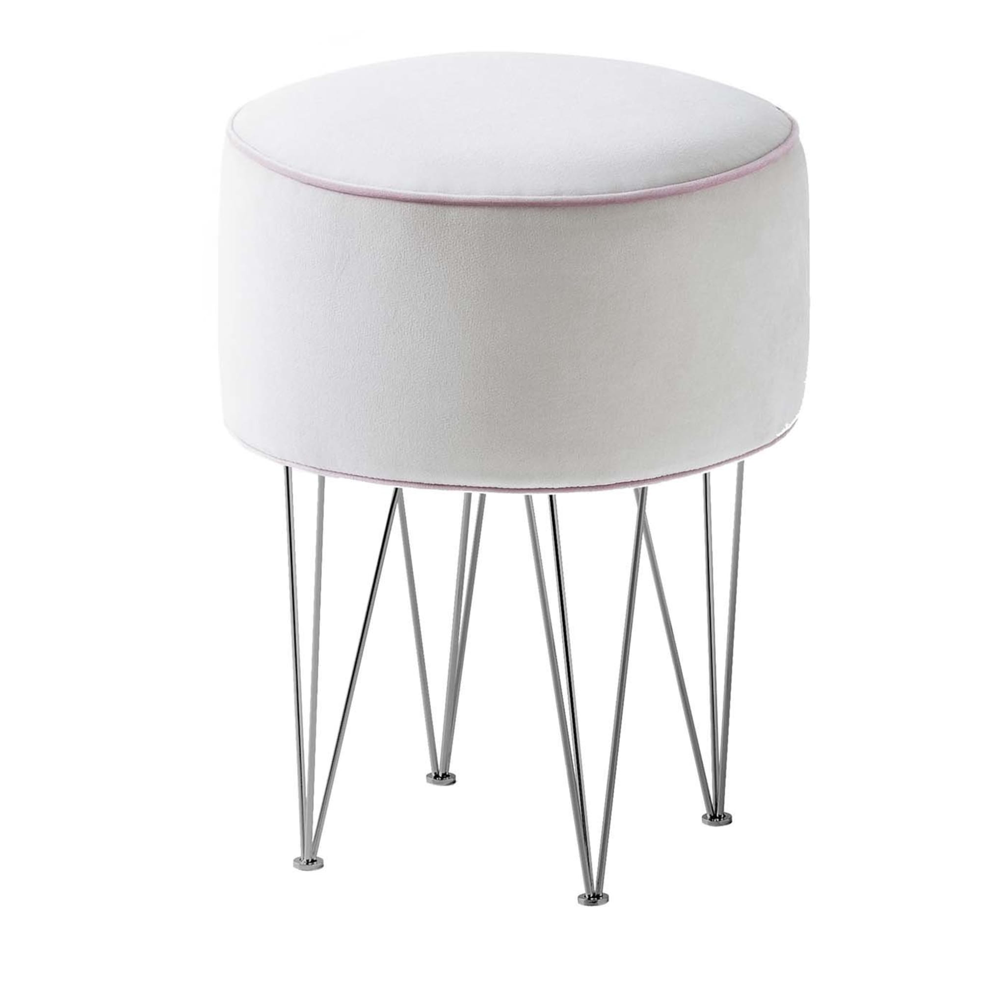 Pills Small White Round pouf with Black Legs - Main view