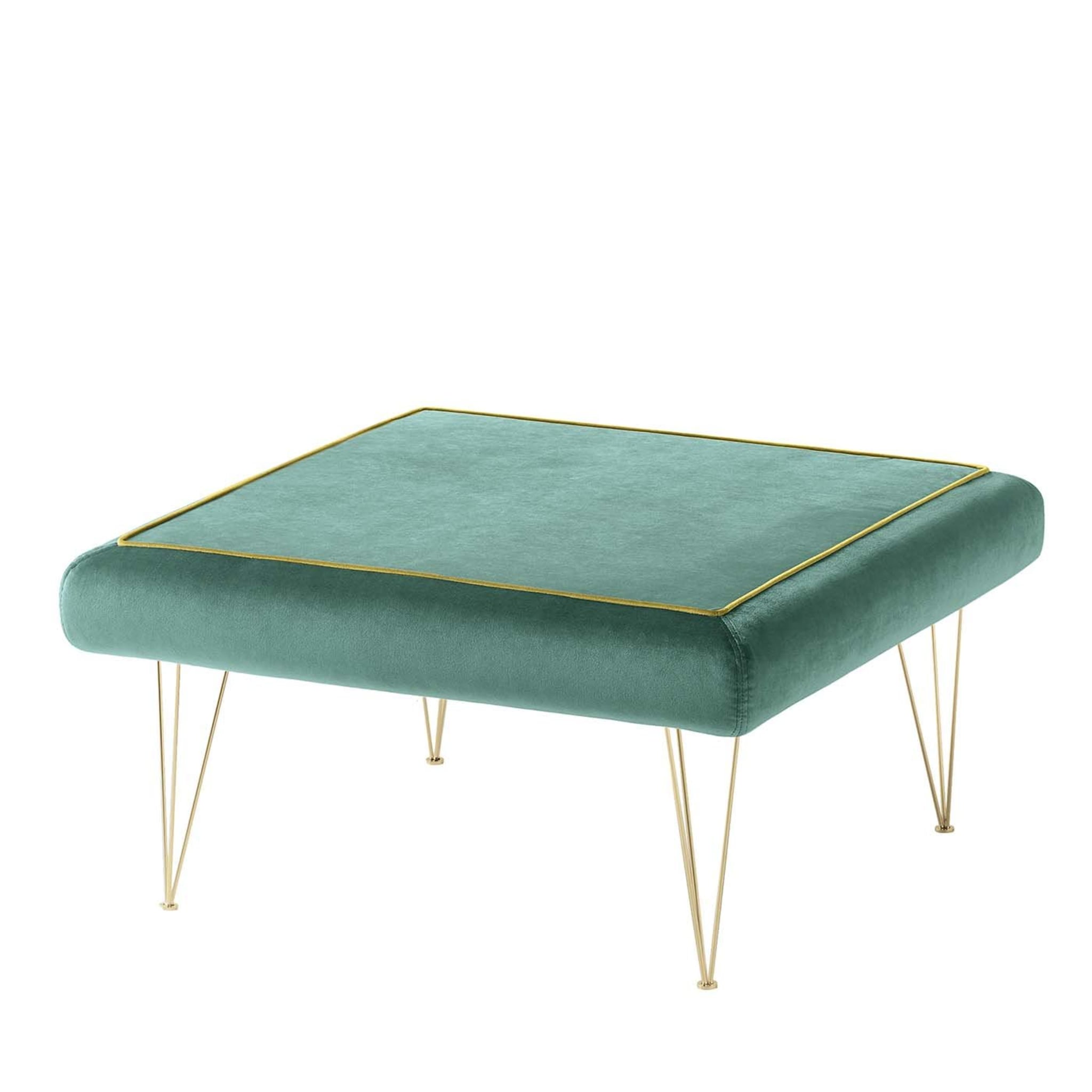 Pills Green Square pouf with Gold Legs - Main view