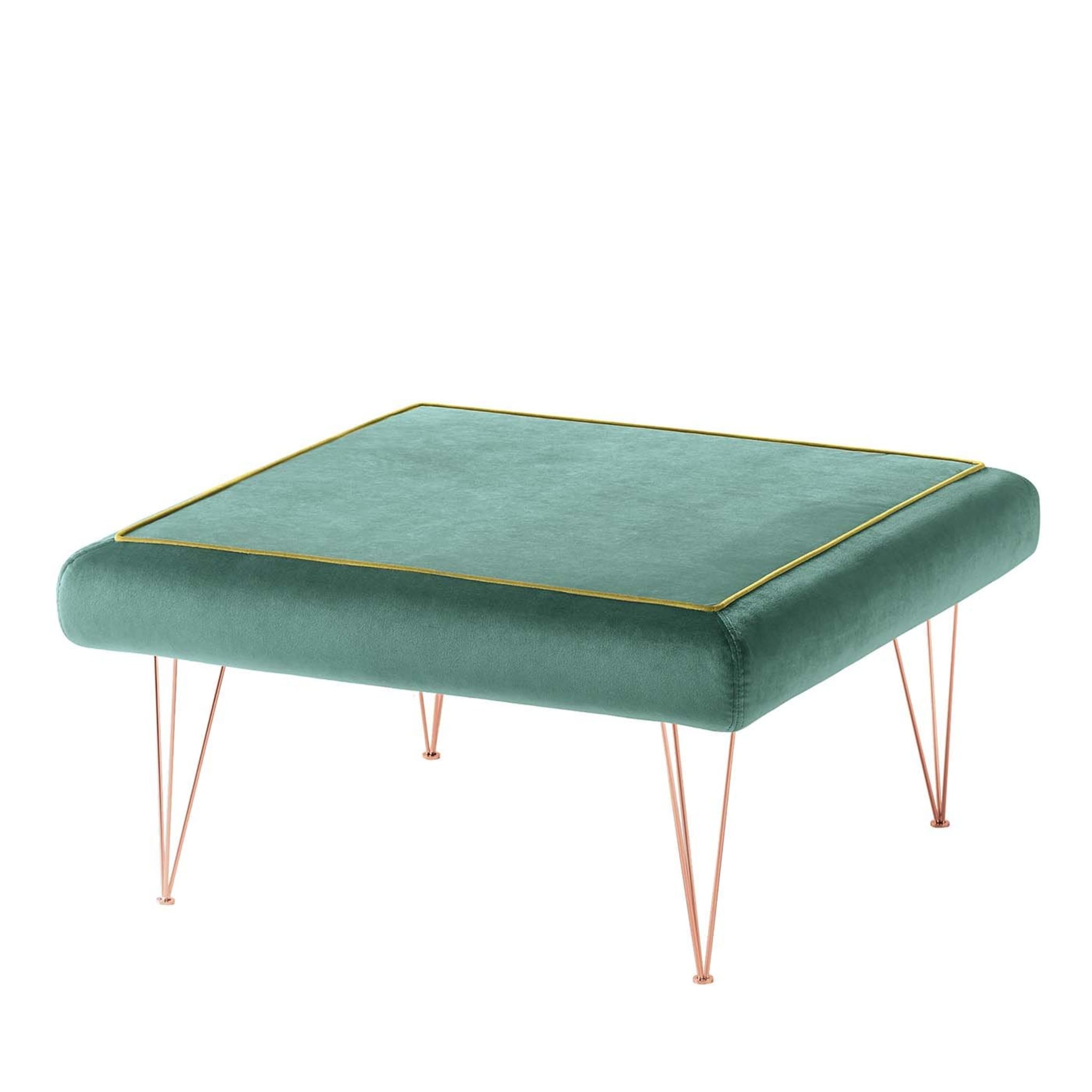 Pills Green Square pouf with Copper Legs - Main view