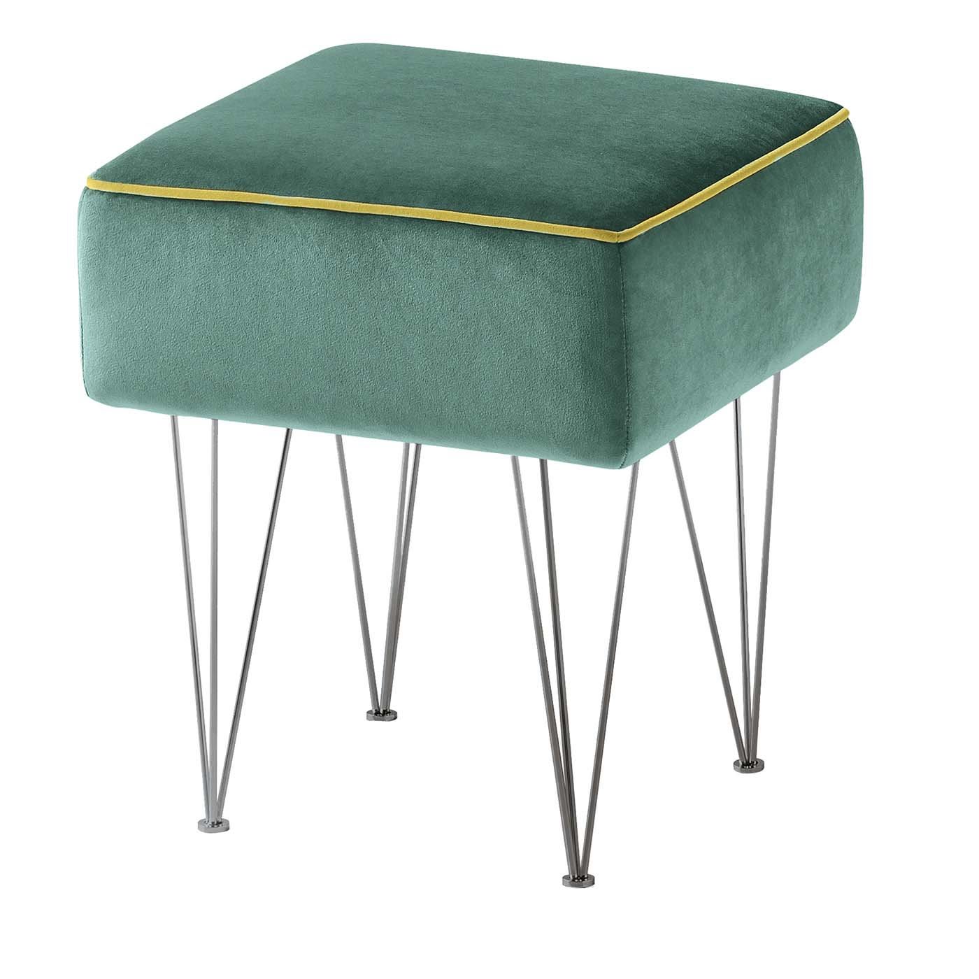 Pills Small Green Square pouf with Black Legs - Gam Home