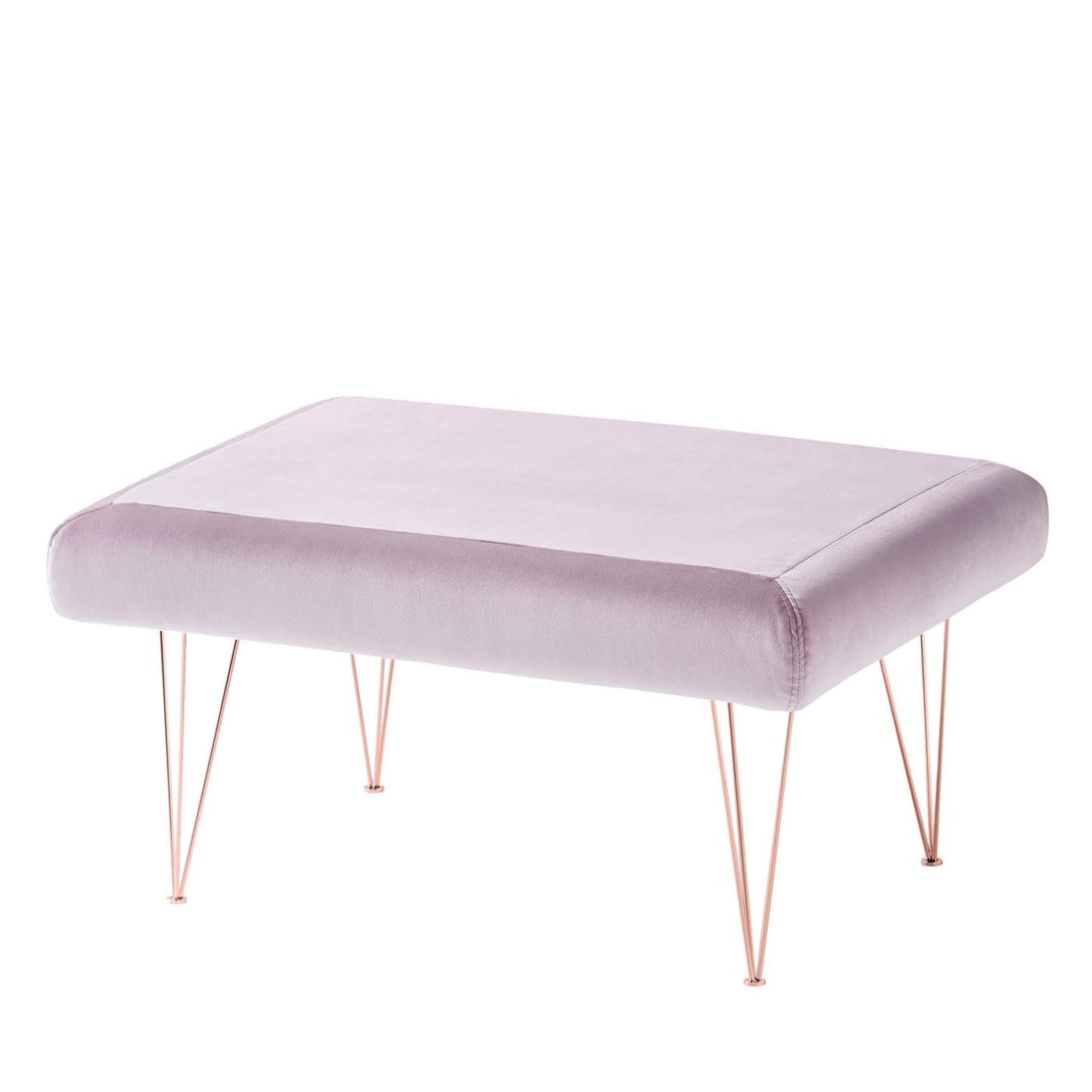Pills Pink Rectangular Pouf with Copper Legs - Main view