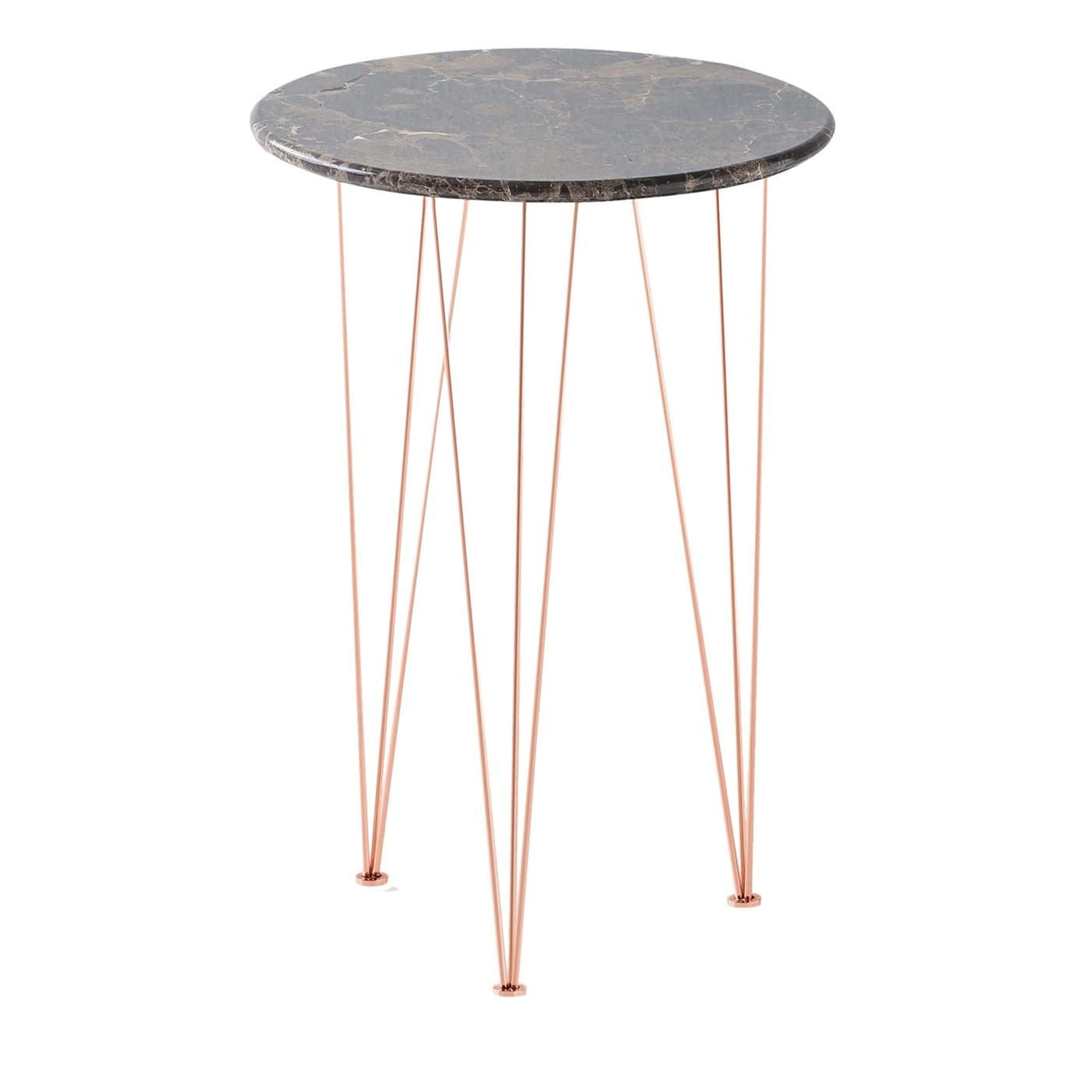 Tavolino alto rotondo Flamingo con gambe in rame - Vista principale