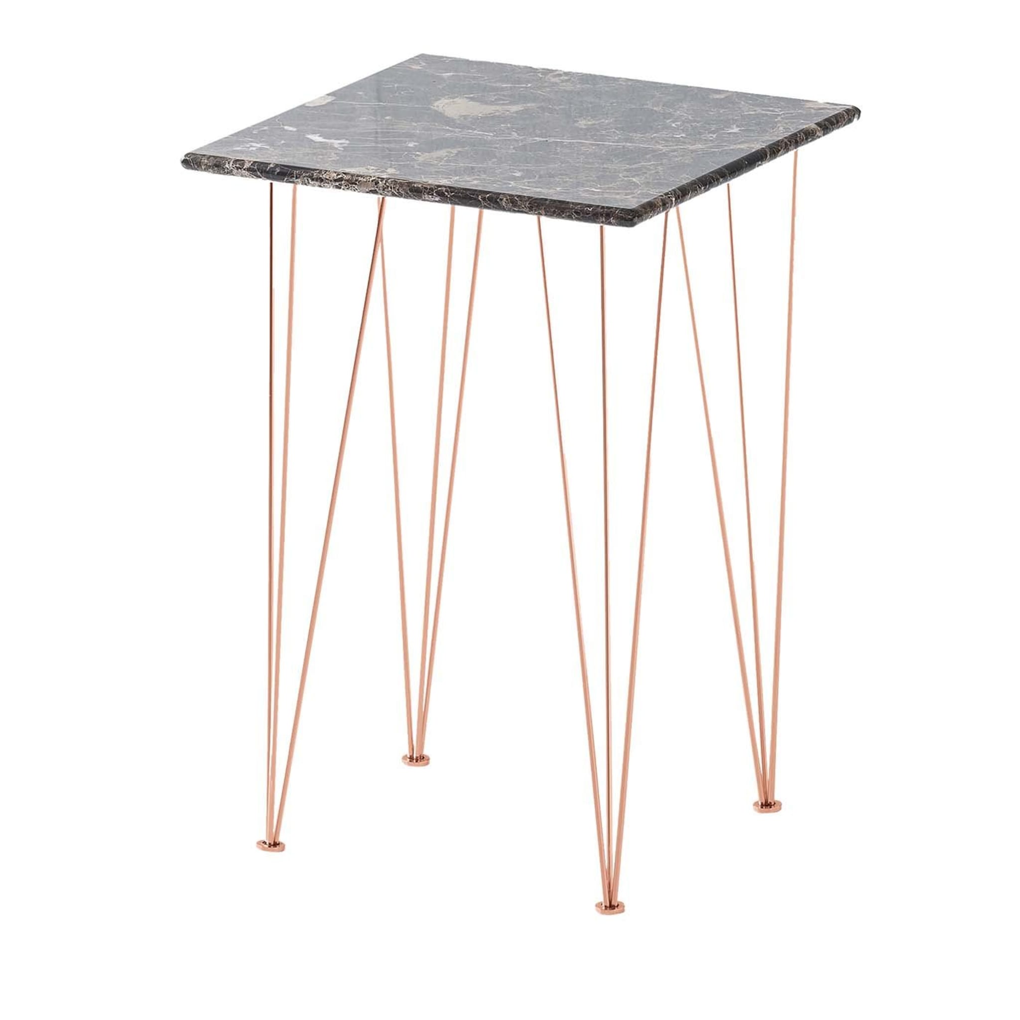 Tavolino quadrato Flamingo con gambe in rame - Vista principale