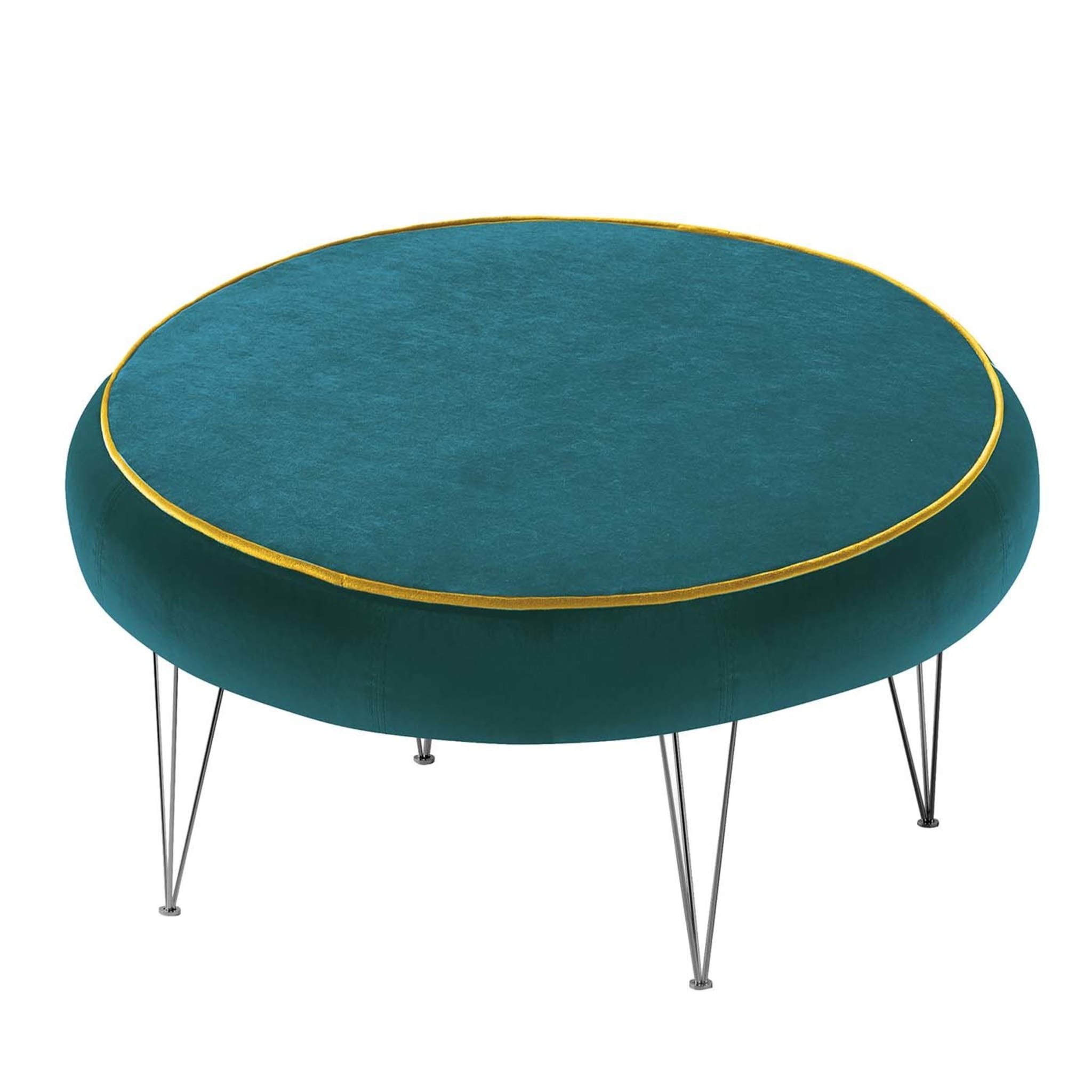 Pills Green Round Pouf with Black Legs - Main view