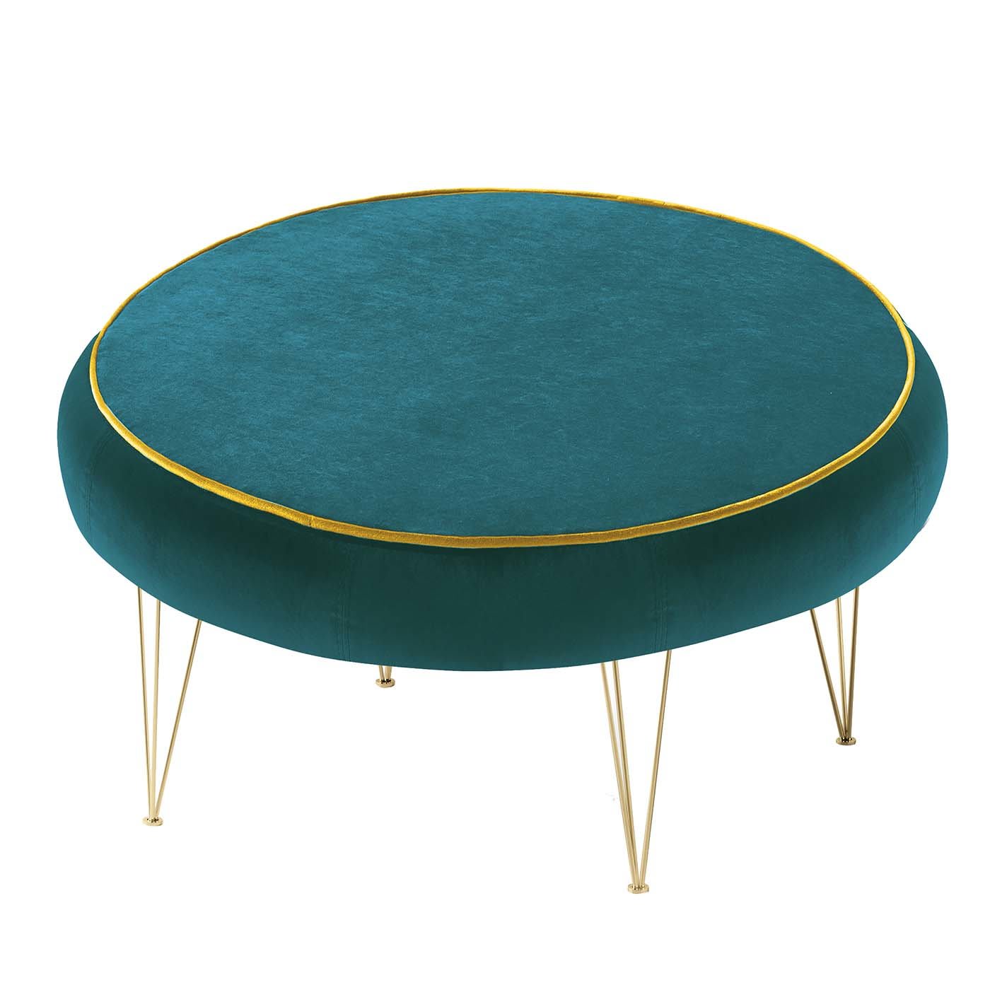 Pills Green Round Pouf with Gold Legs - Gam Home