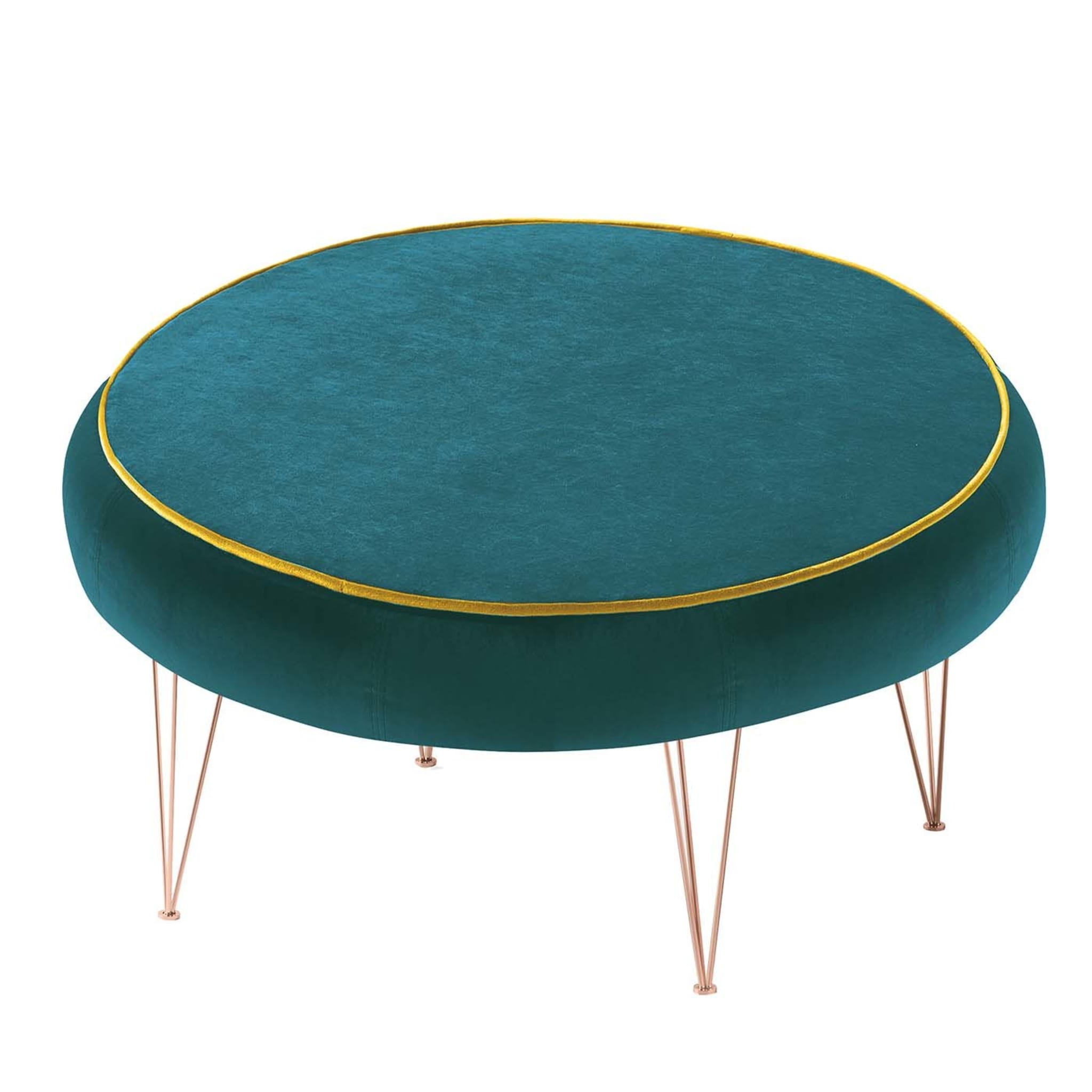 Pills Green Round Pouf with Copper Legs - Main view
