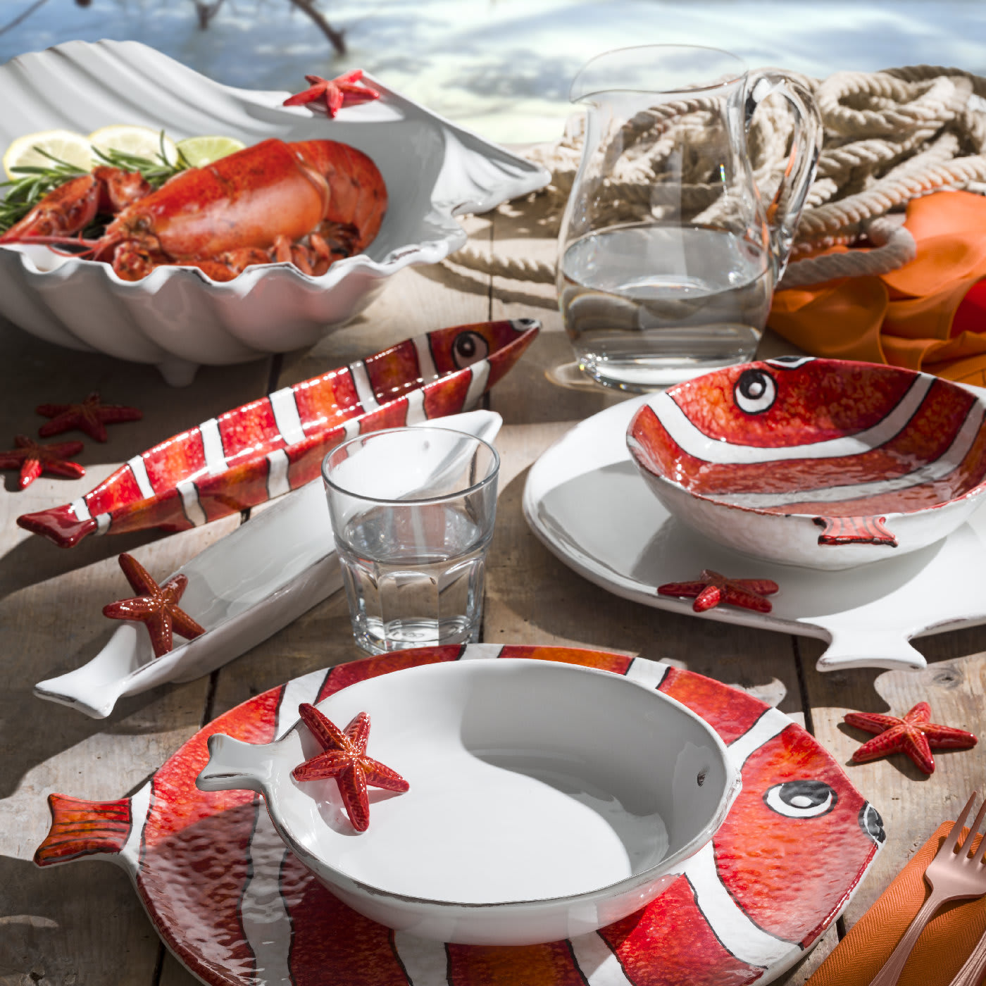Nemo Red Set of 2 Appetizer Boats - Ceramiche Edelweiss