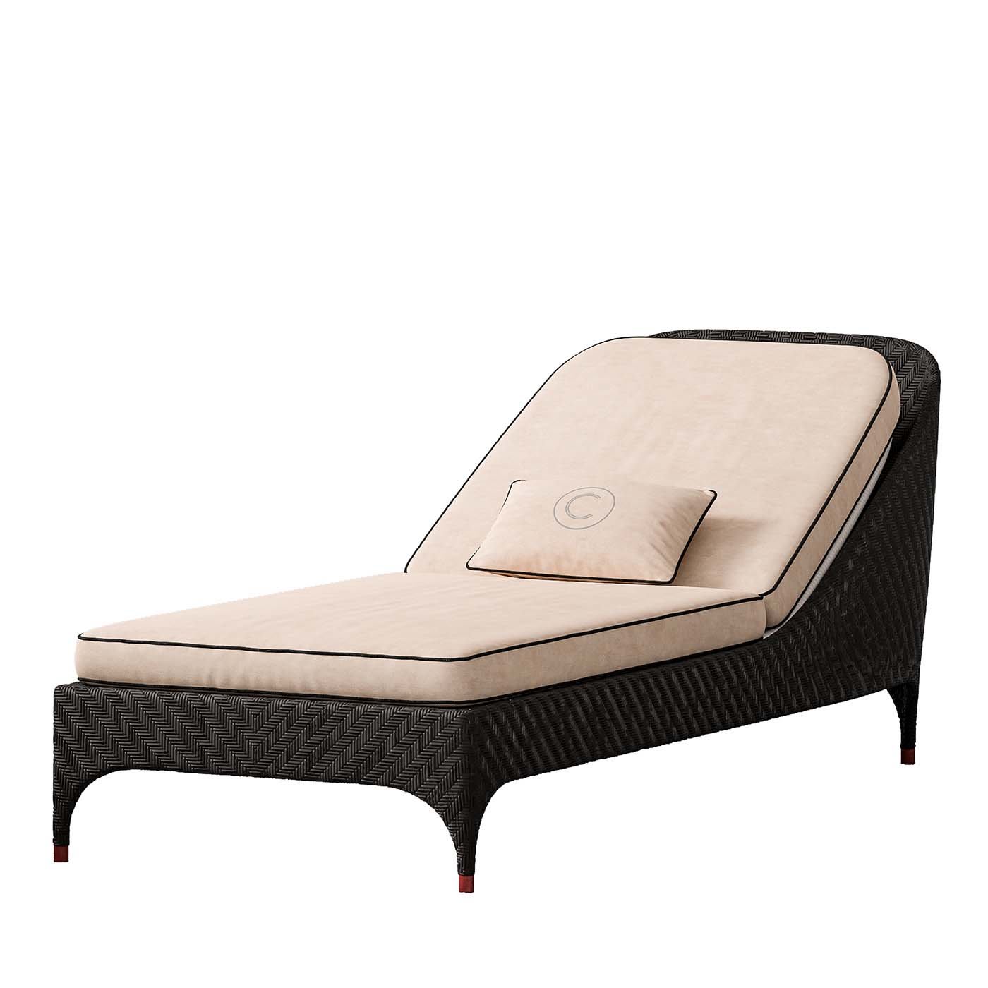 Black 1-Seater Sunbed with White Cushions - CPRN Homood