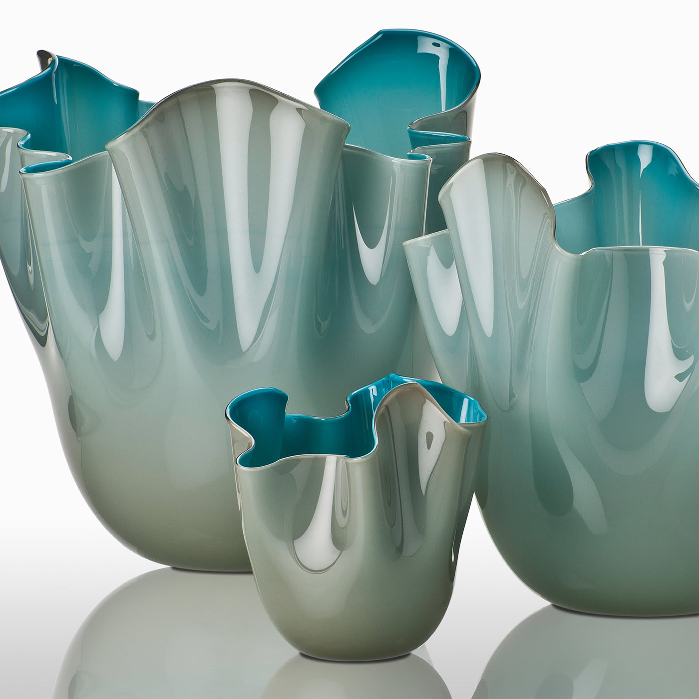 Fazzoletto Gray/Cerulean Vase by Fulvio Bianconi - Venini