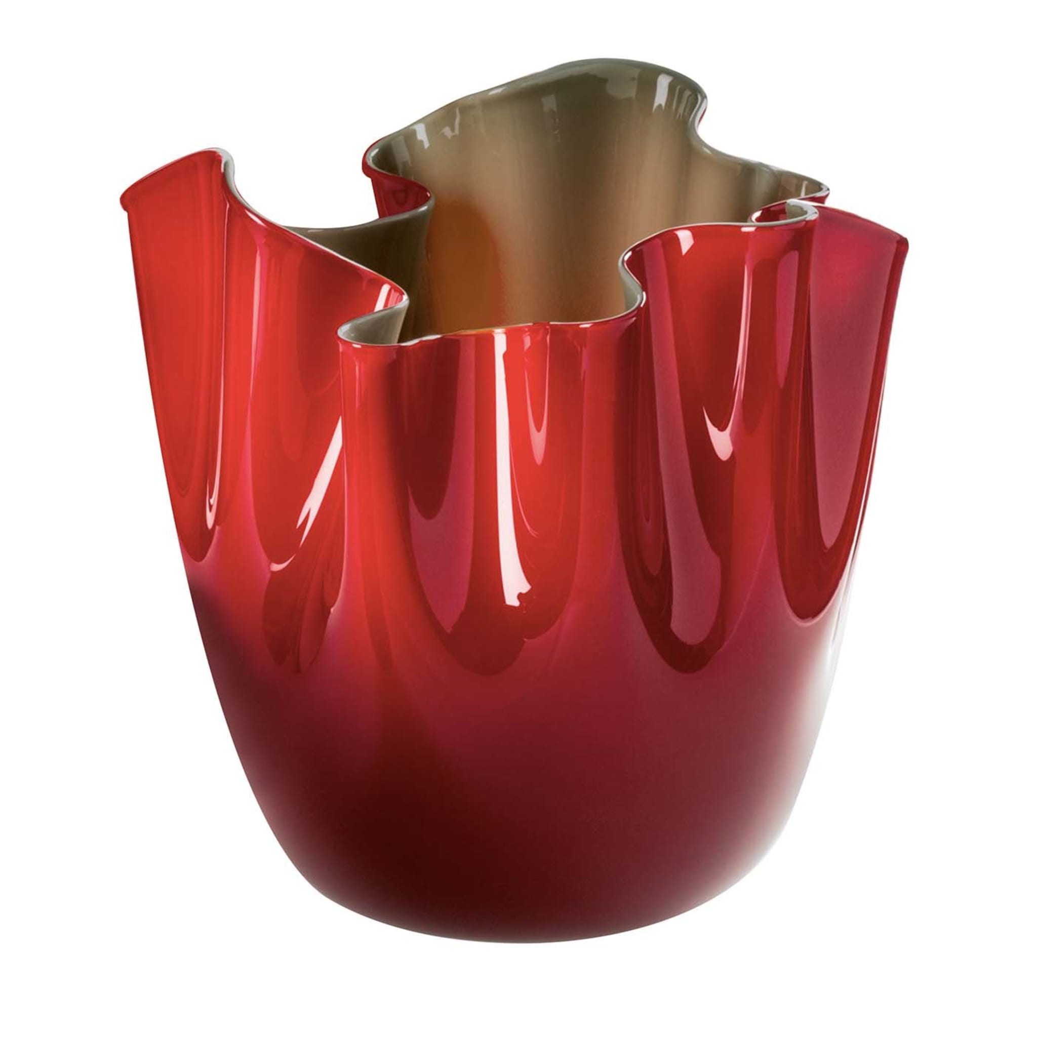 Vaso rosso Fazzoletto Opalini di Fulvio Bianconi # 1 - Vista principale