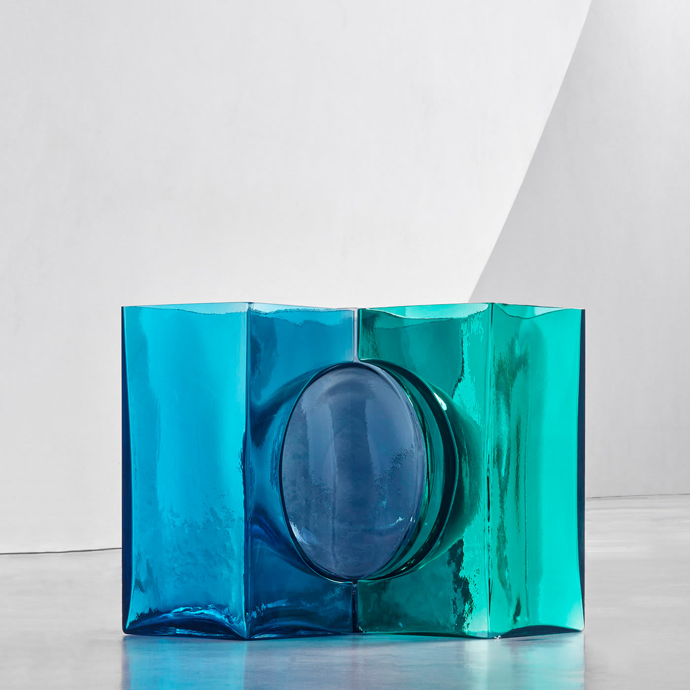 Ando Cosmos Aqua/Green Crystal Sculpture by Tadao Ando - Venini