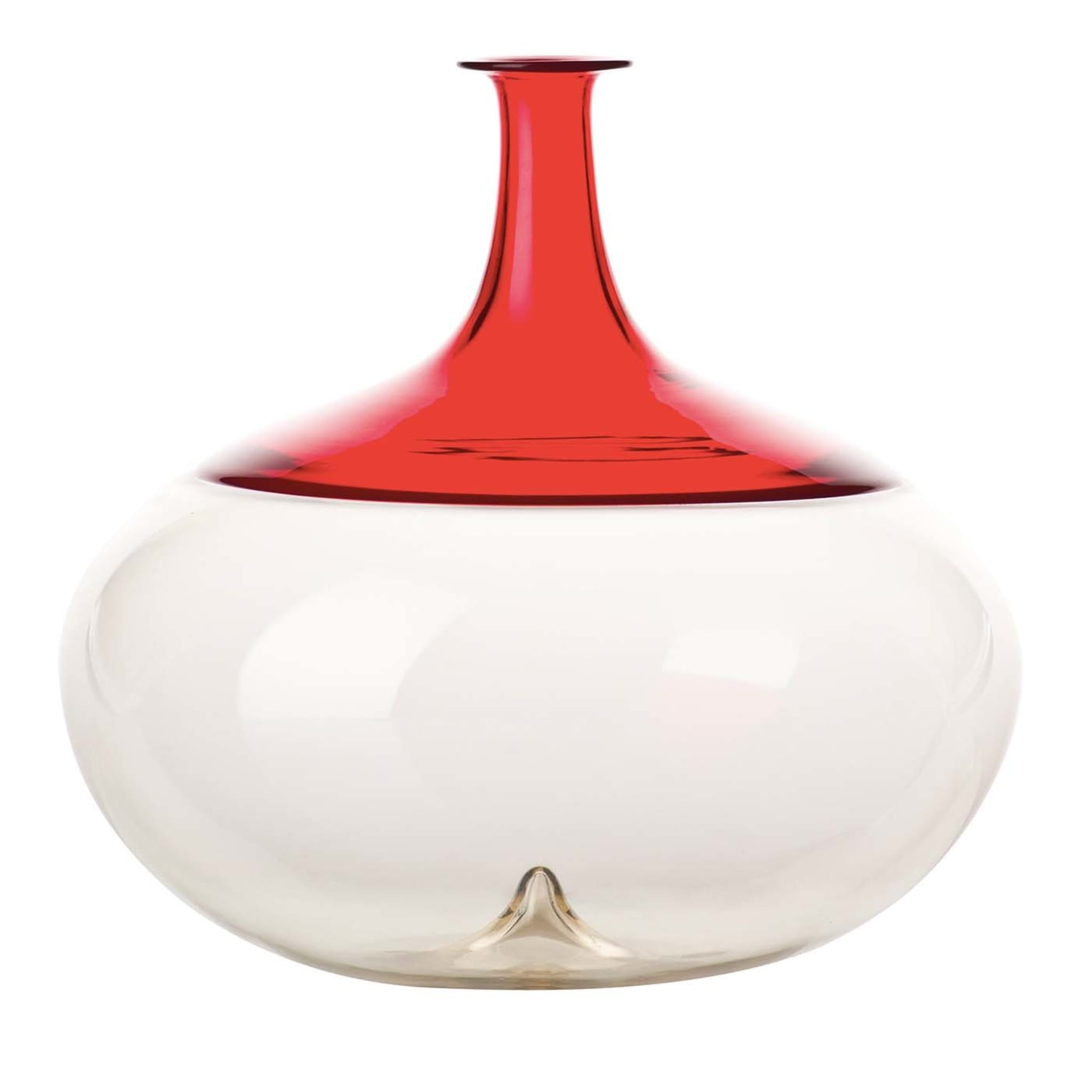 Bolle Round Vase by Tapio Wirkkala in Red/Clear - Main view
