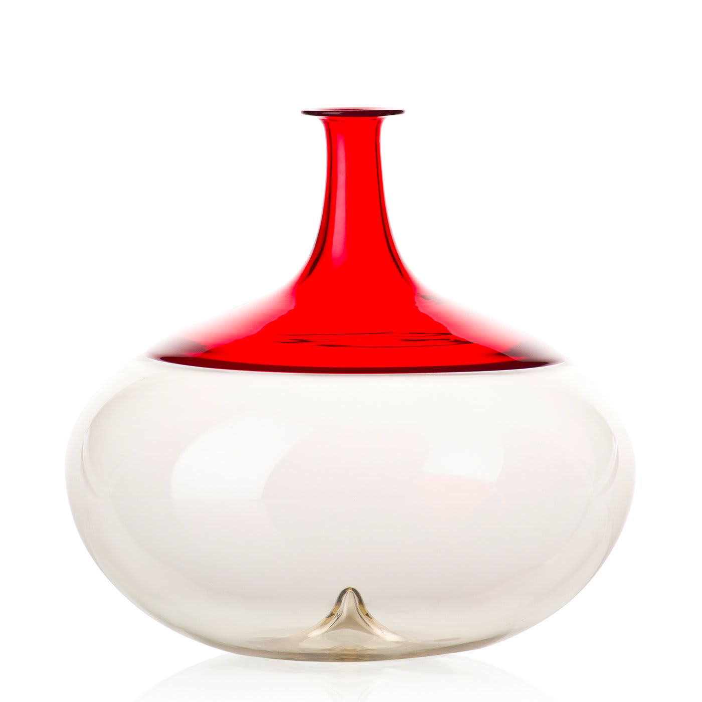 Bolle Round Vase by Tapio Wirkkala in Red/Clear Venini | Artemest