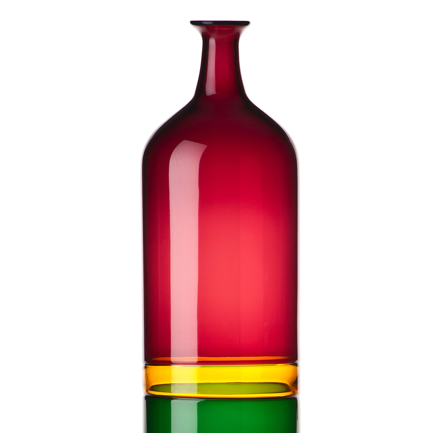 Bolle Tall Vase by Tapio Wirkkala in Red/Green - Venini