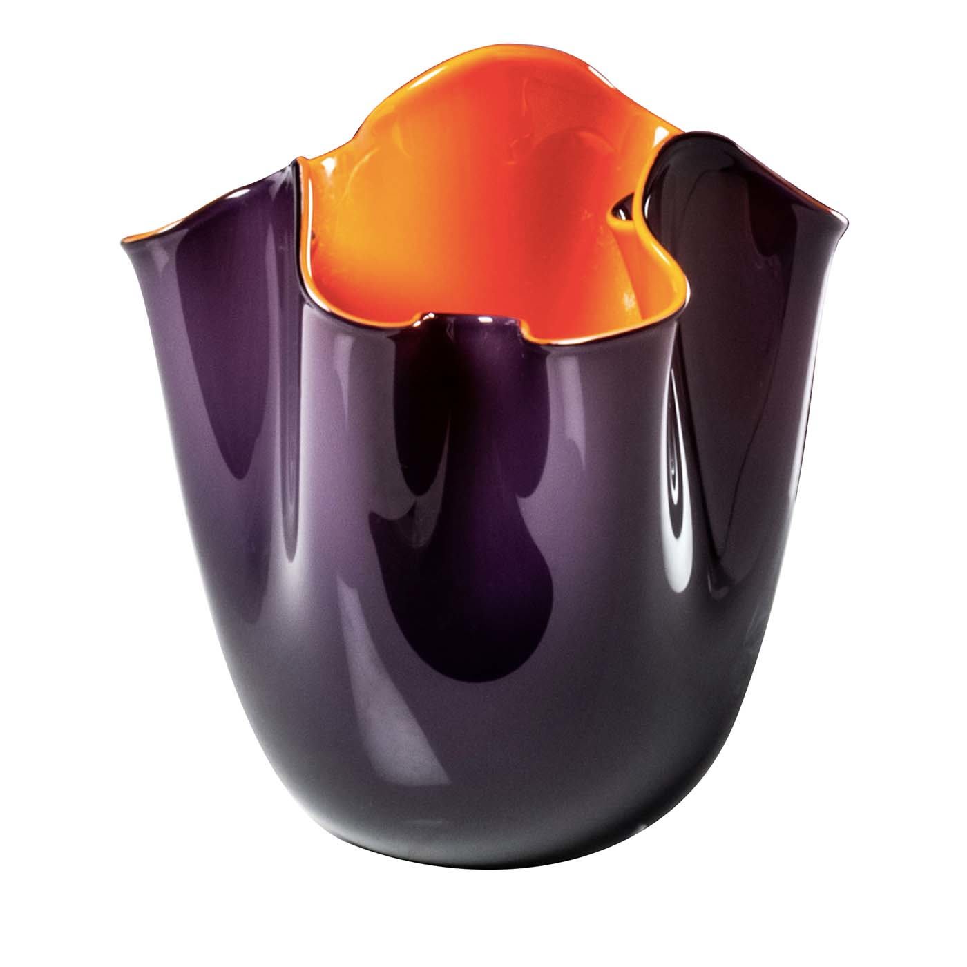 Fazzoletti Purple/Orange Vase by Fulvio Bianconi - Venini