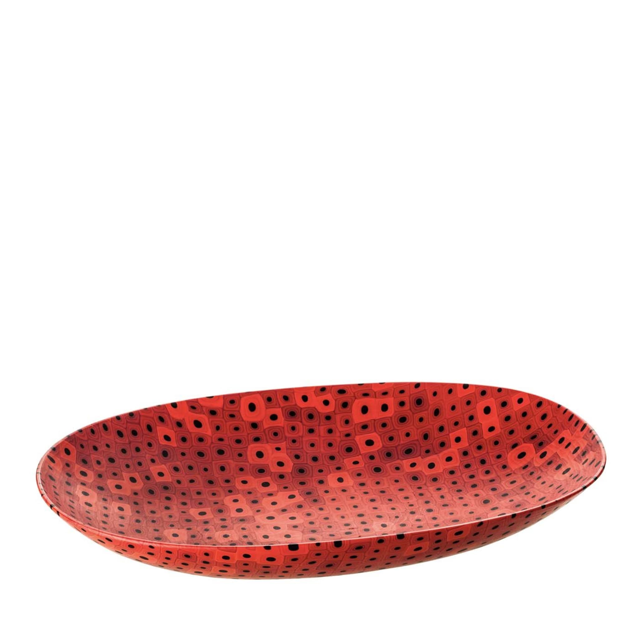 Murrine Opache Large Oval Centerpiece by Carlo Scarpa in Red - Main view
