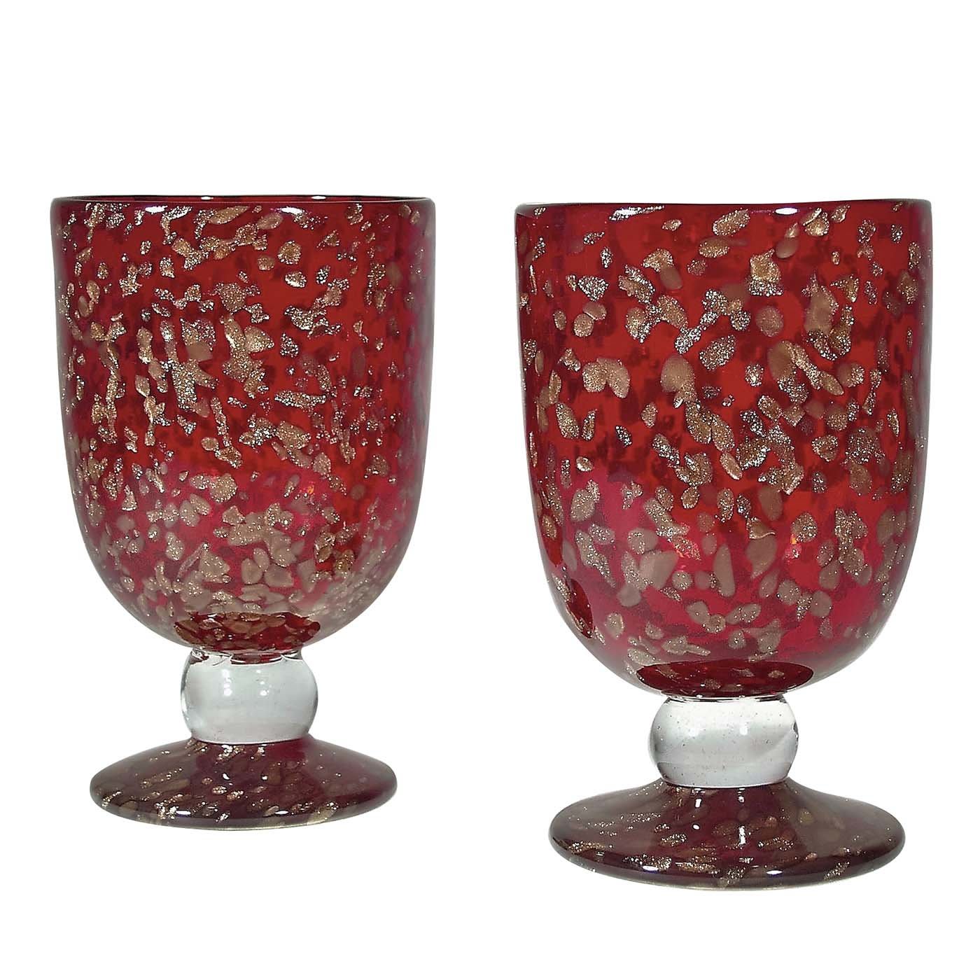 Set of 2 Cà Foscari Red Goblets - Murano Glam