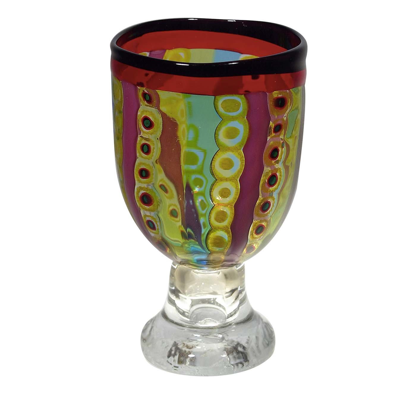 Arte in Laguna Large Green and Red Goblet - Murano Glam