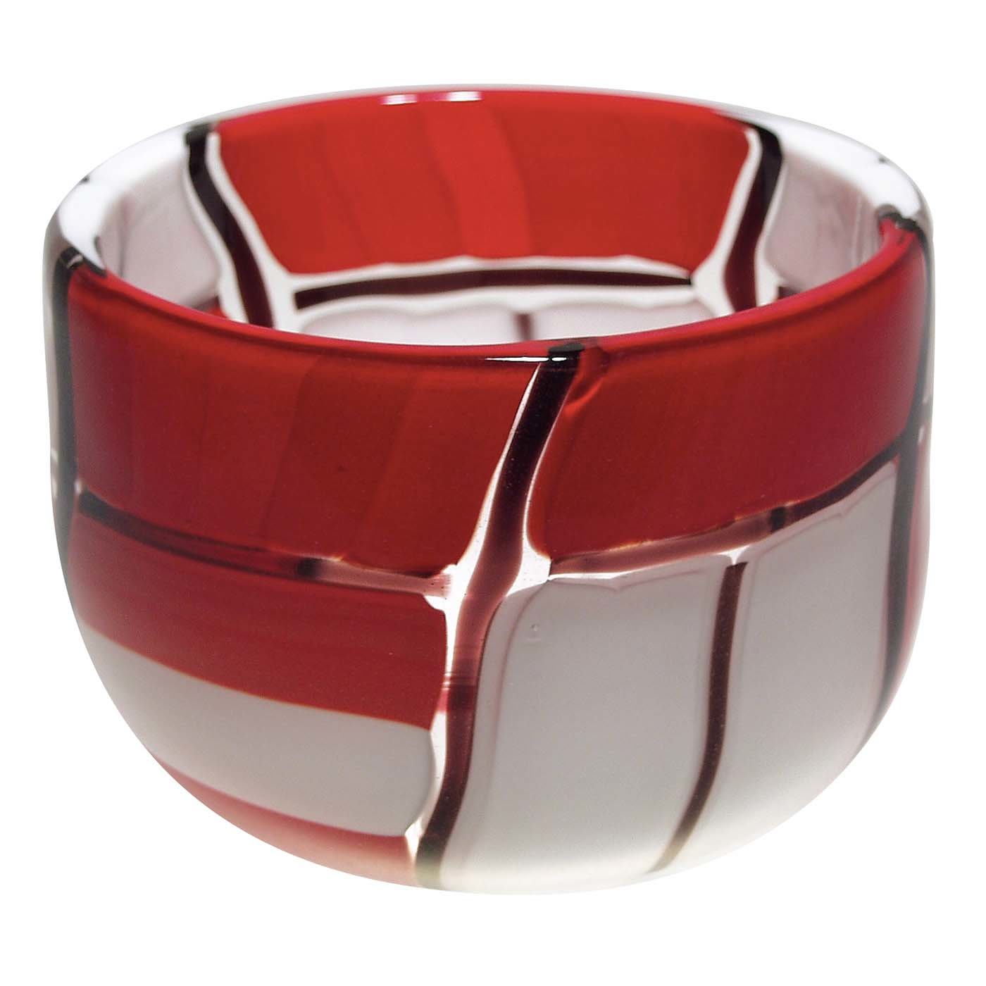 Doge Intarsi Red/White/Black Bowl - Murano Glam