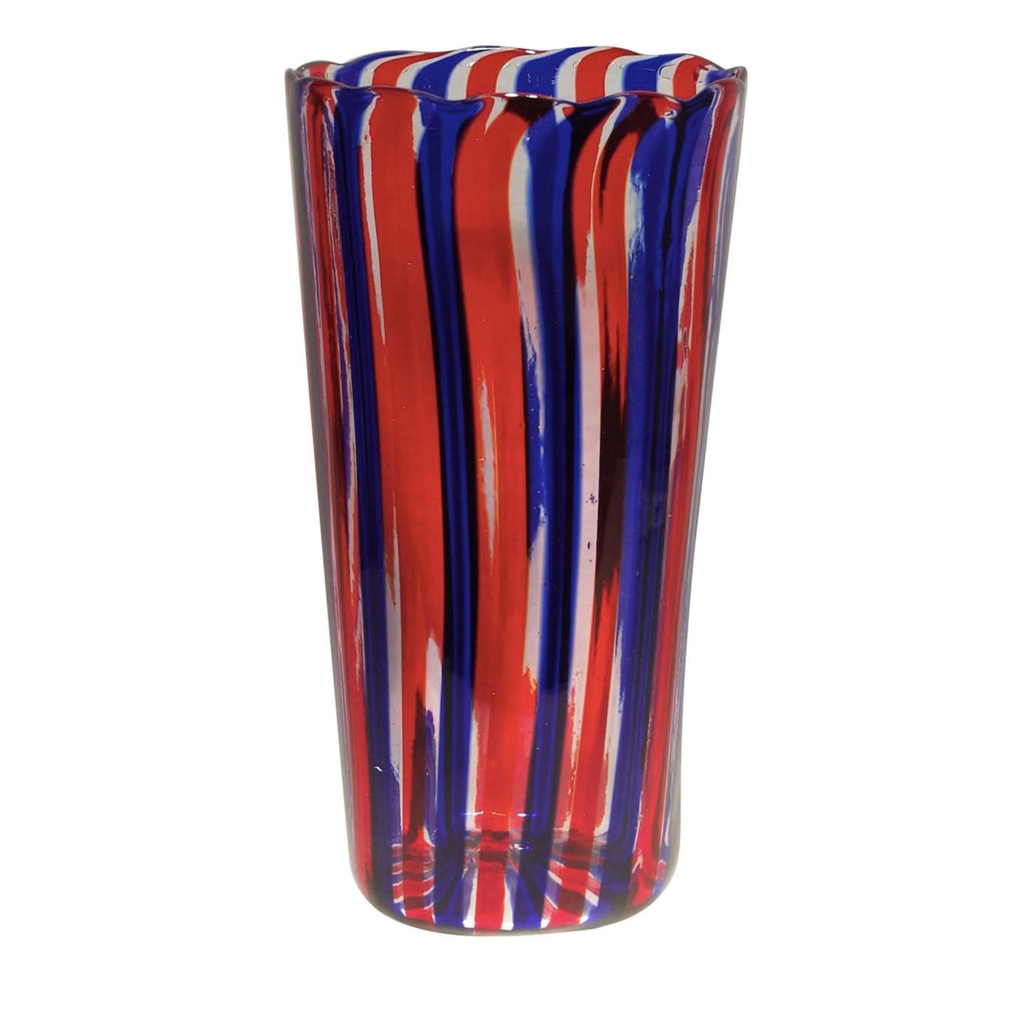 Gritti Cobalt Blue and Red Striped Vase - Main view