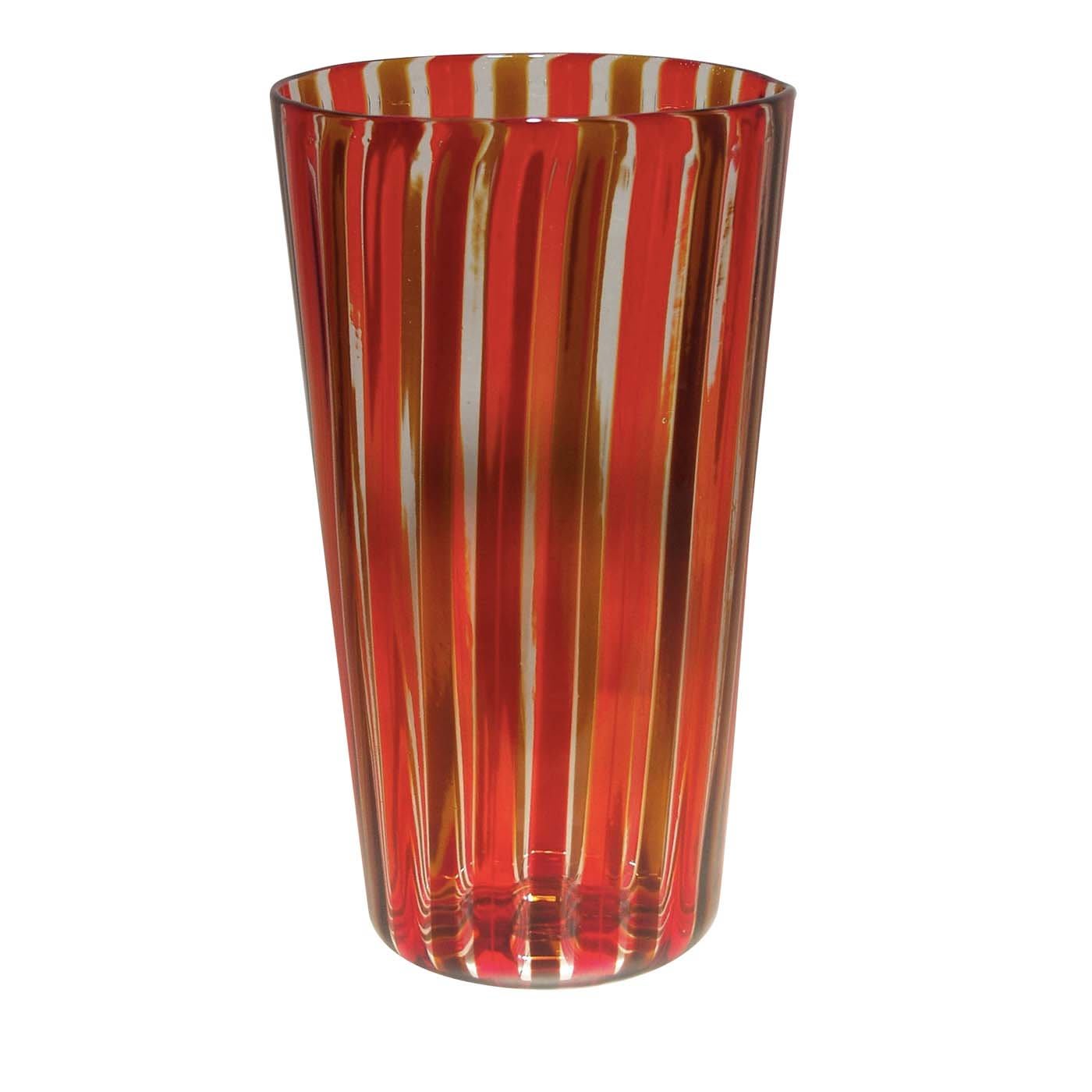 Gritti Topaz and Orange Striped Vase - Murano Glam