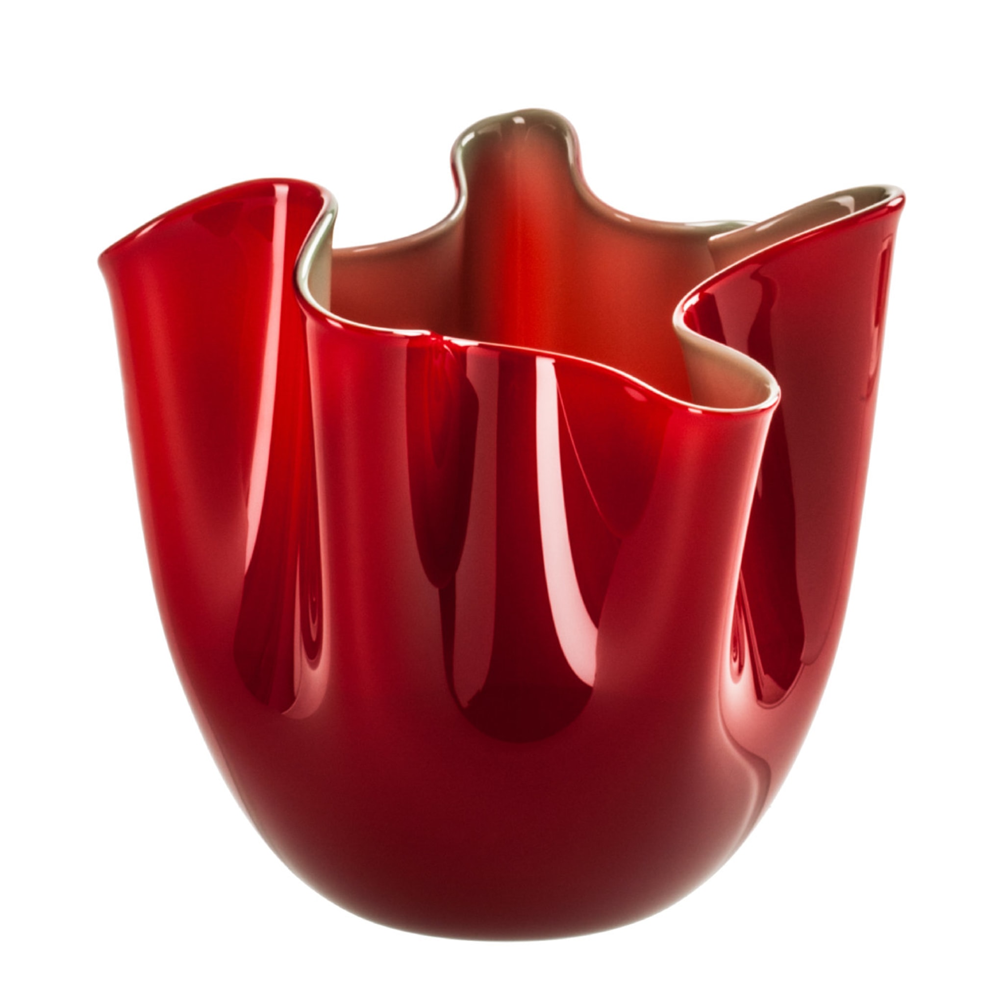 Fazzoletti Opalini Red Vase by Fulvio Bianconi # 2 - Main view