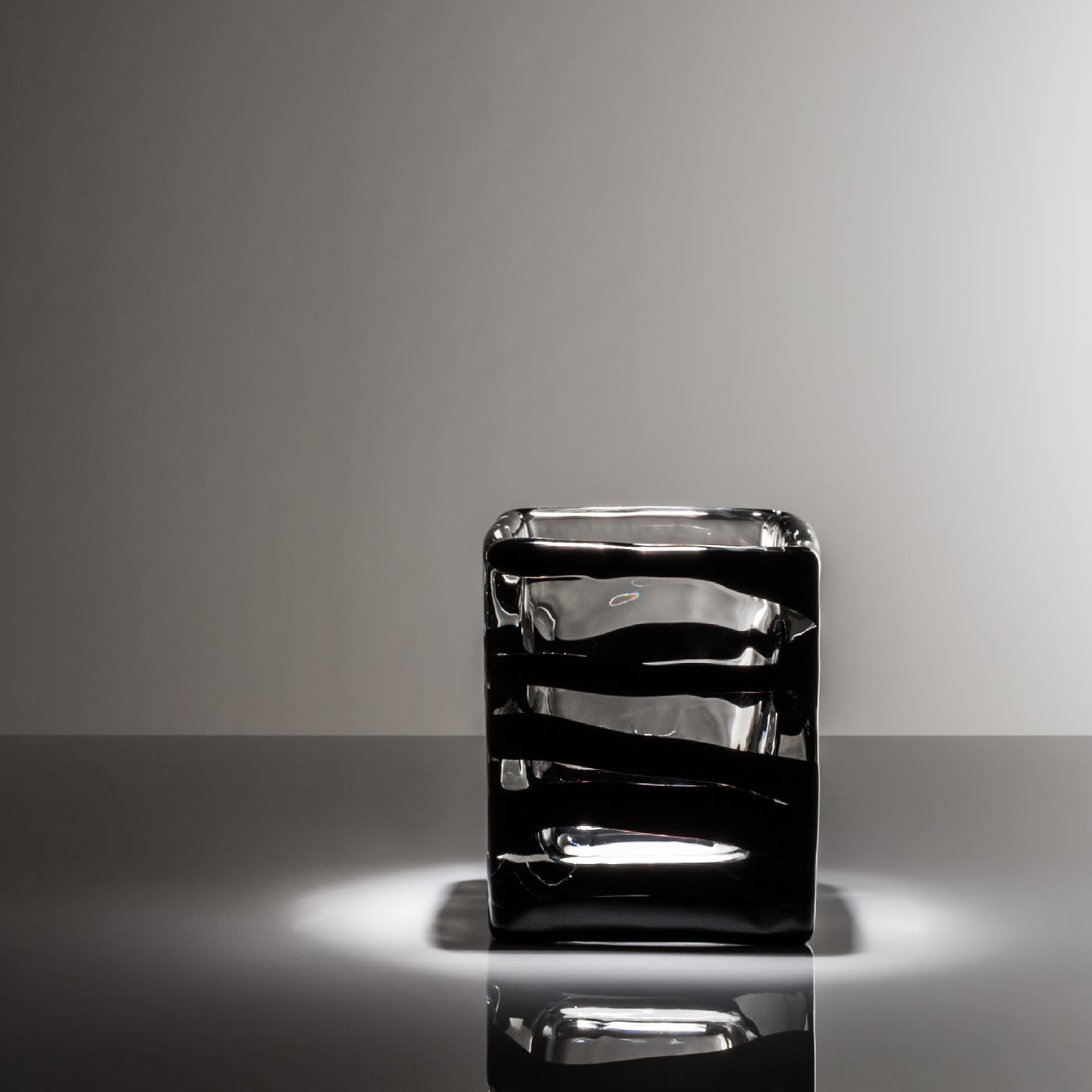 Black Belt Square Vase by Peter Marino in Clear - Venini