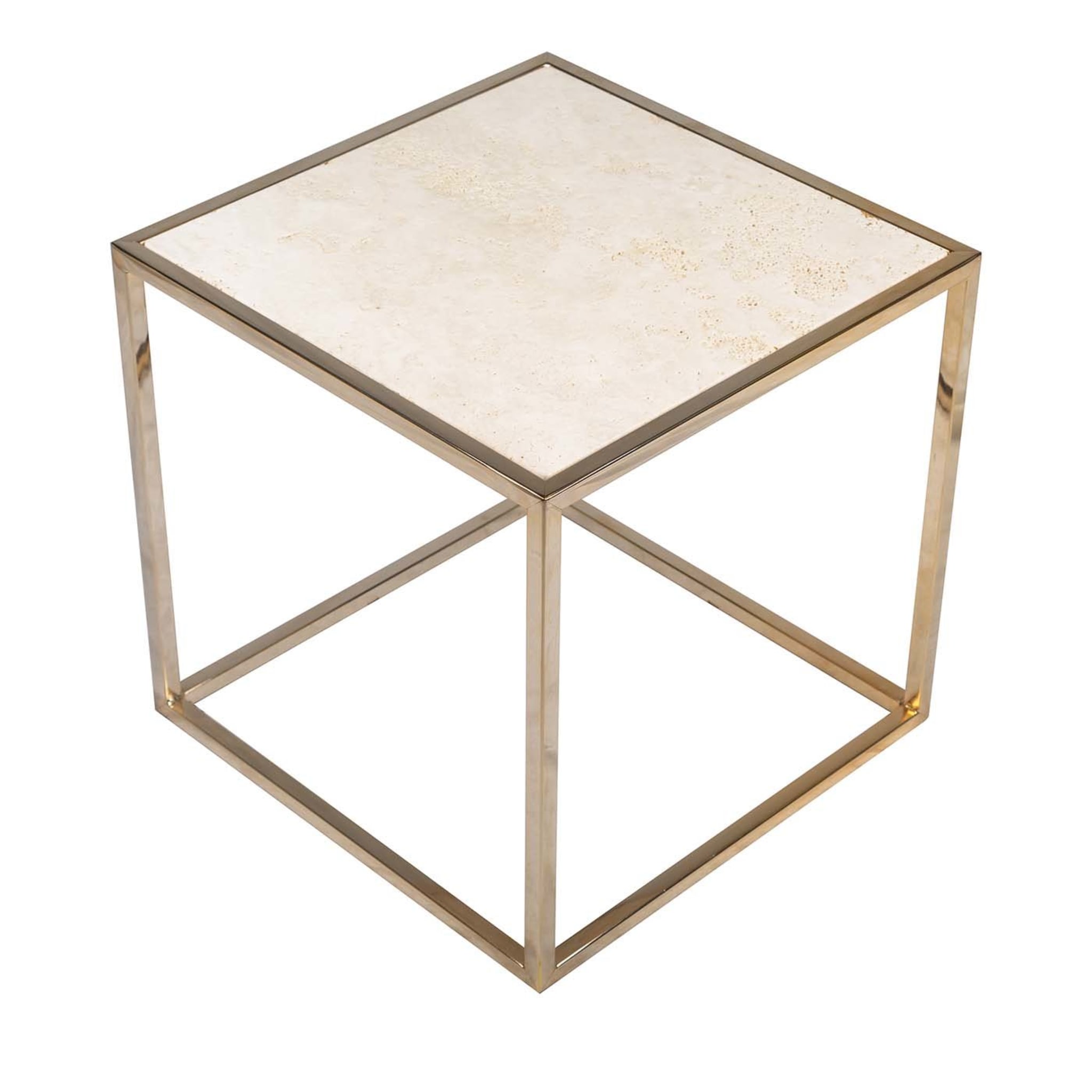 Table d'appoint cubique avec finition dorée - Vue principale
