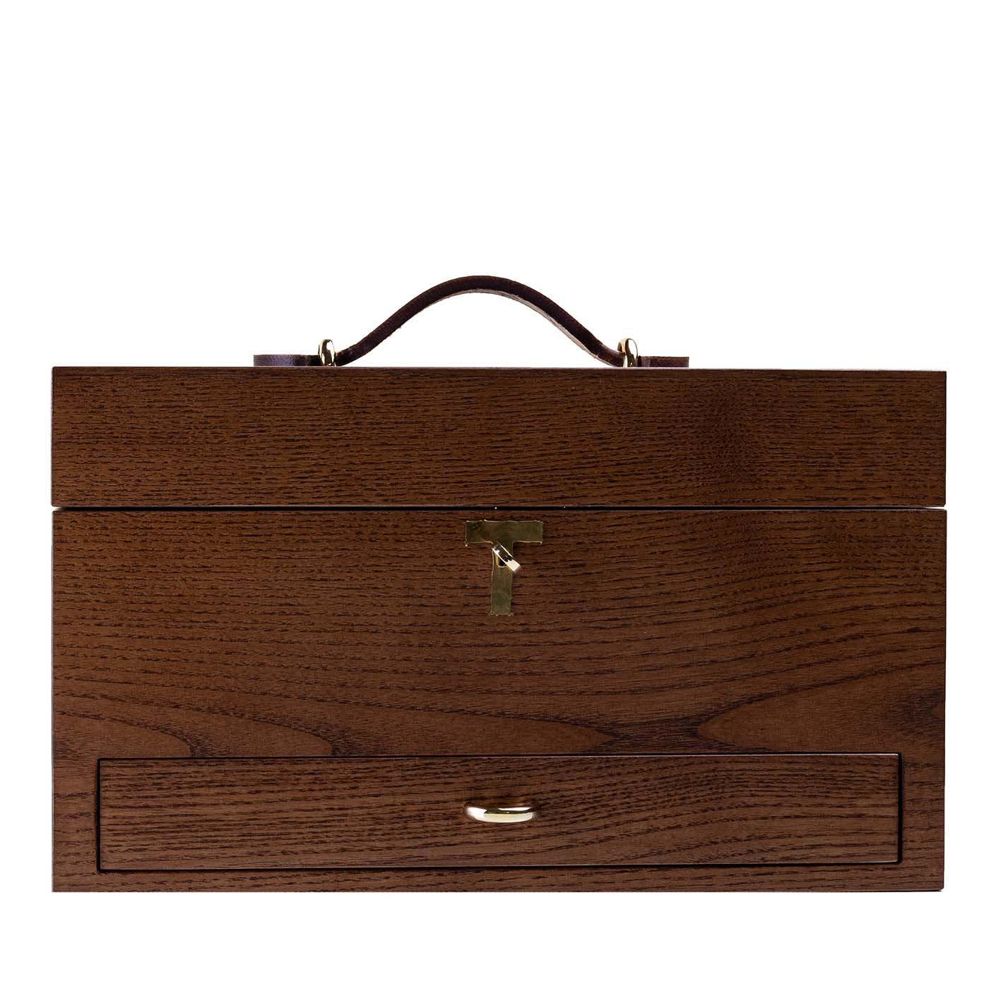 Ash wood box of shoe accessories - T model with key - Turms