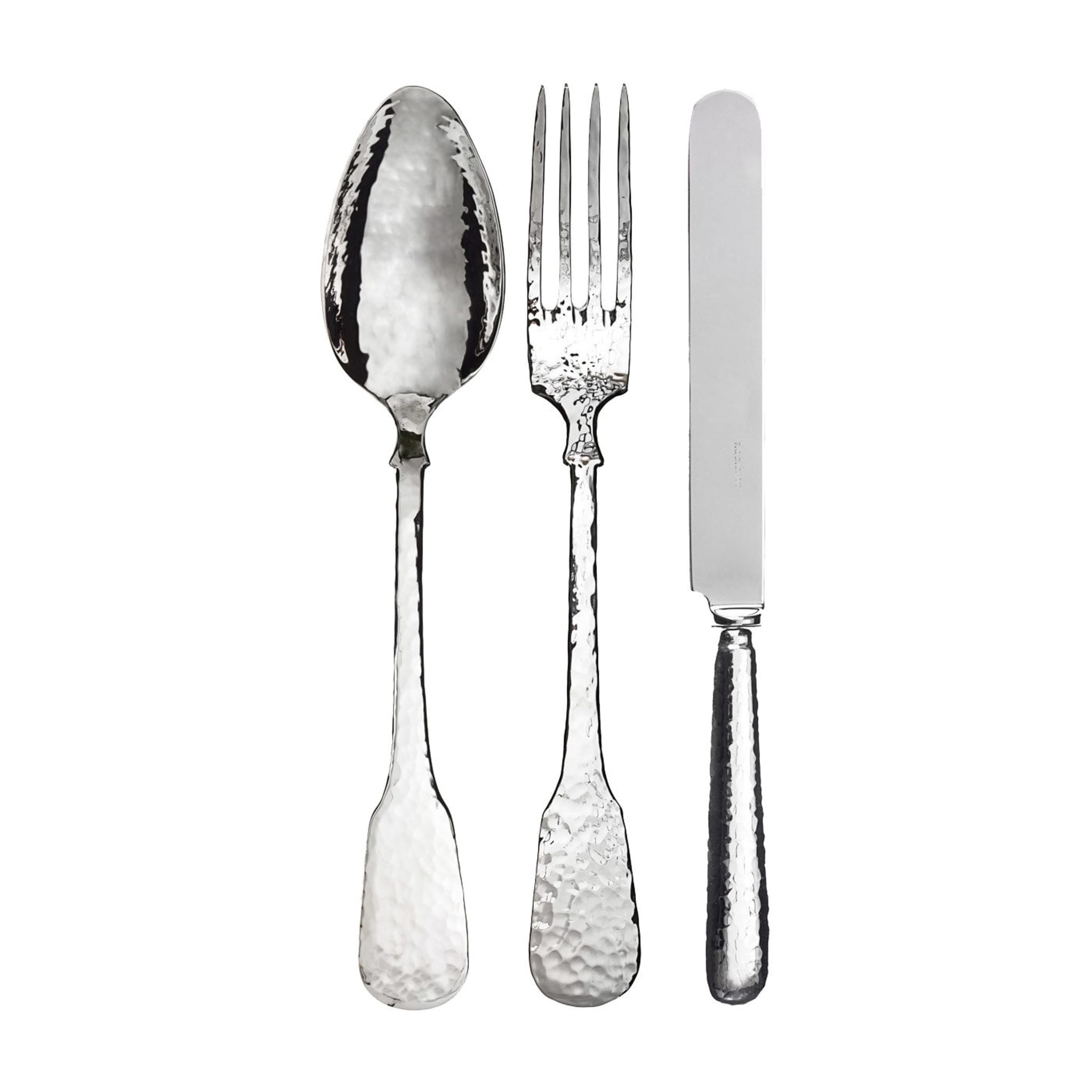 Set cucchiaio + forchetta + coltello in argento sterling Troiana per due  persone Pampaloni
