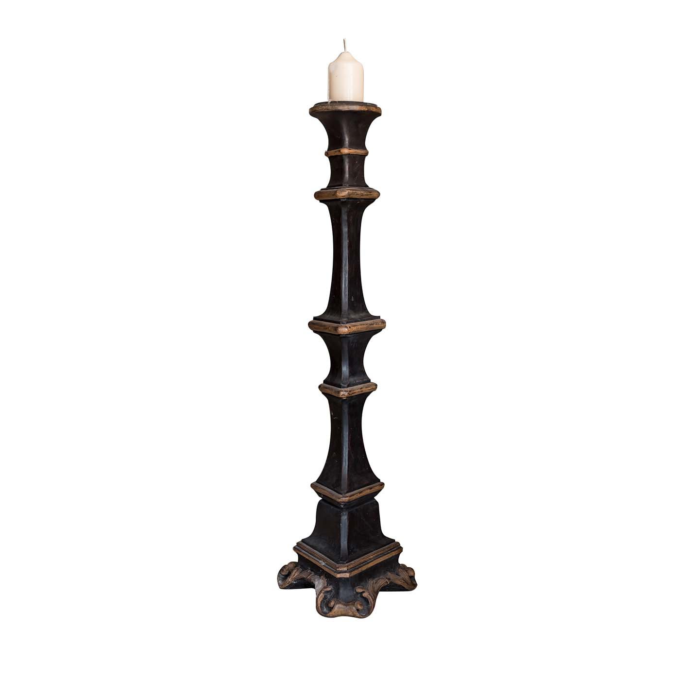 Gubbio candle holder in black wood - Porte Italia