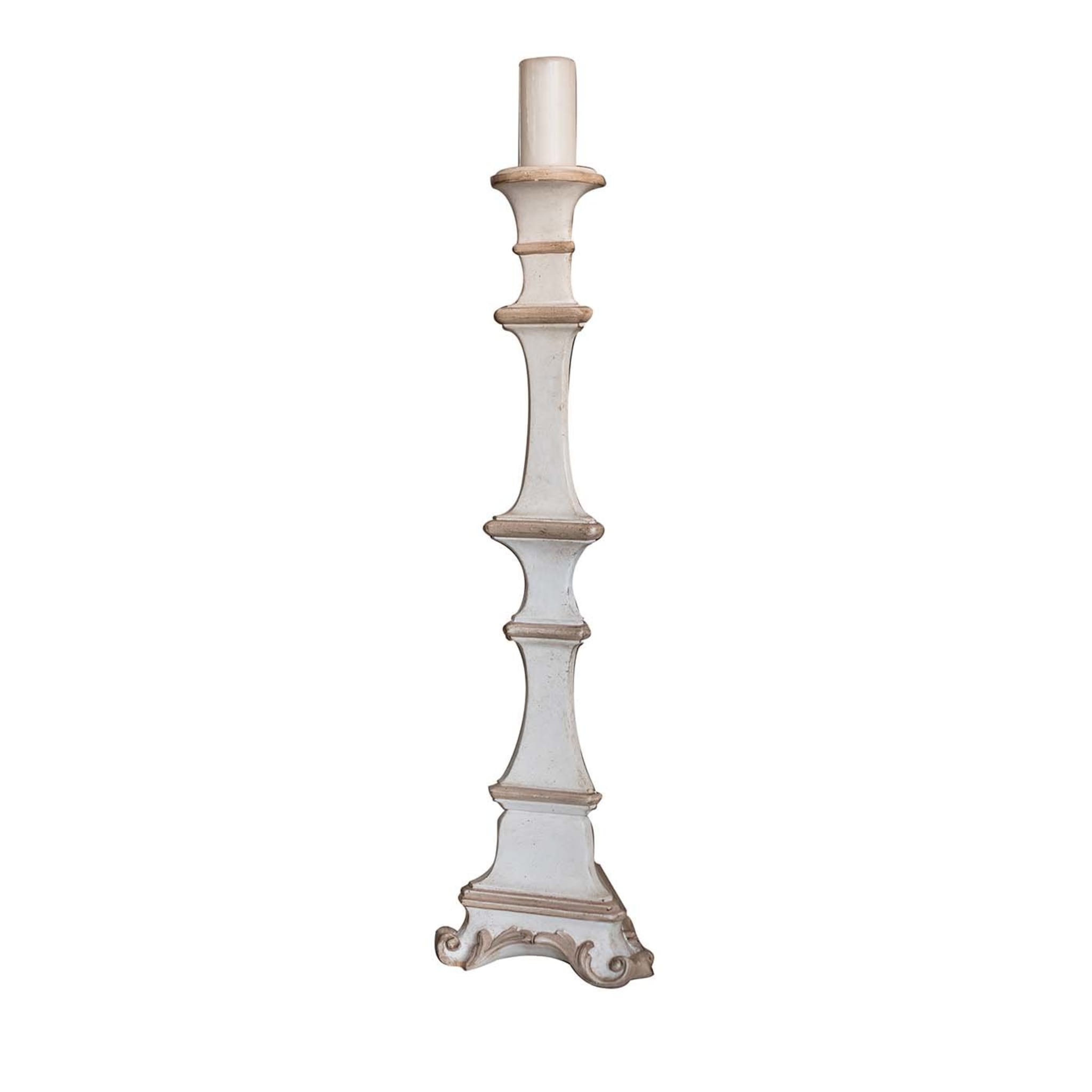 Gubbio candle holder in white wood - Main view