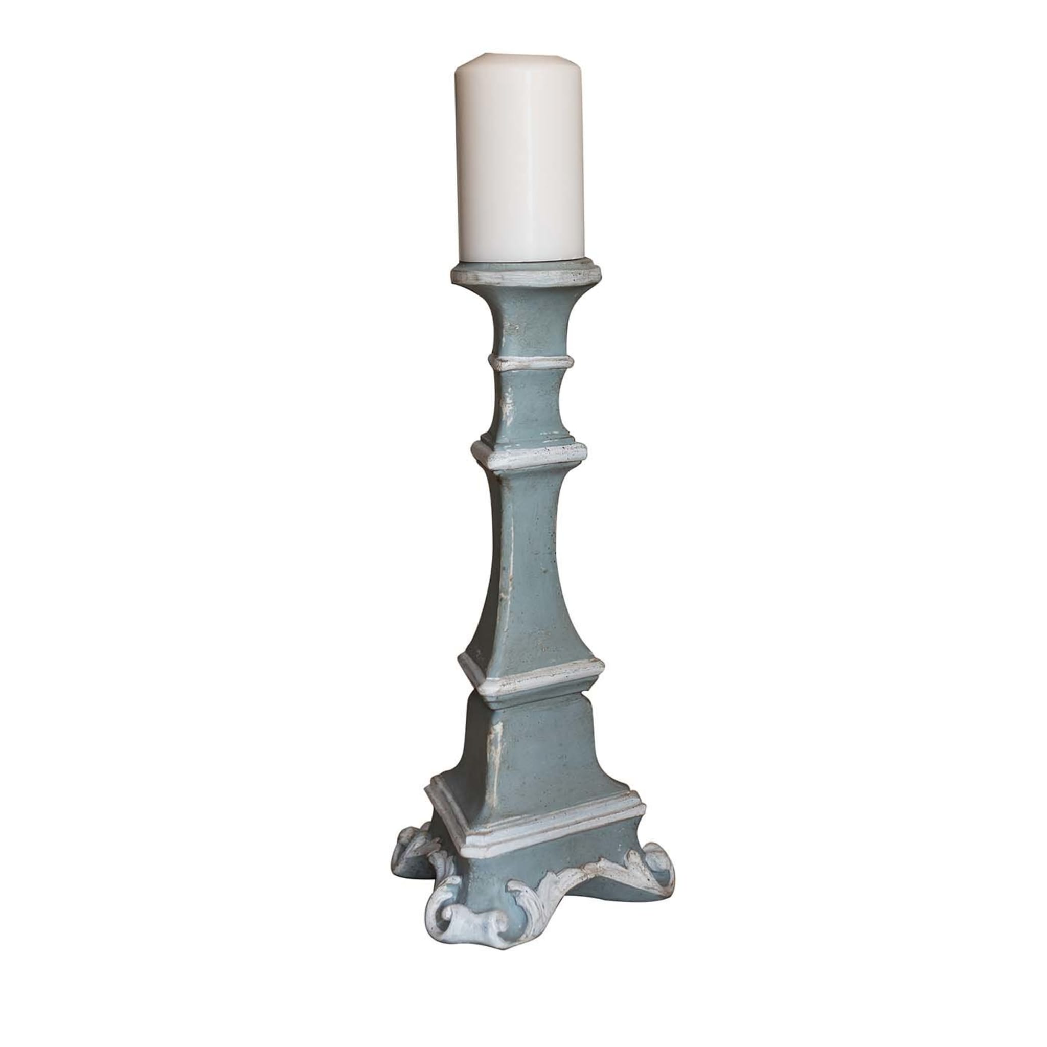 Gubbio candle holder in blue wood - Main view