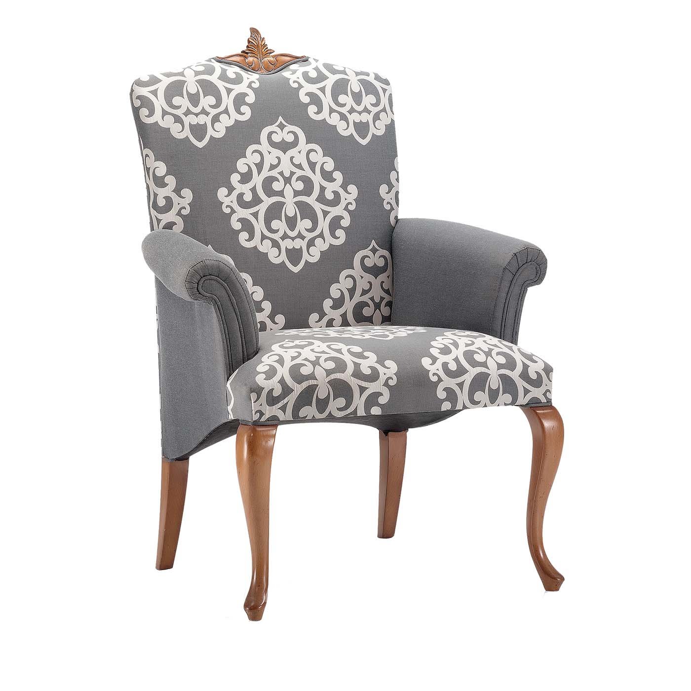 Gray Damask Chair with Armrests - Modenese Gastone