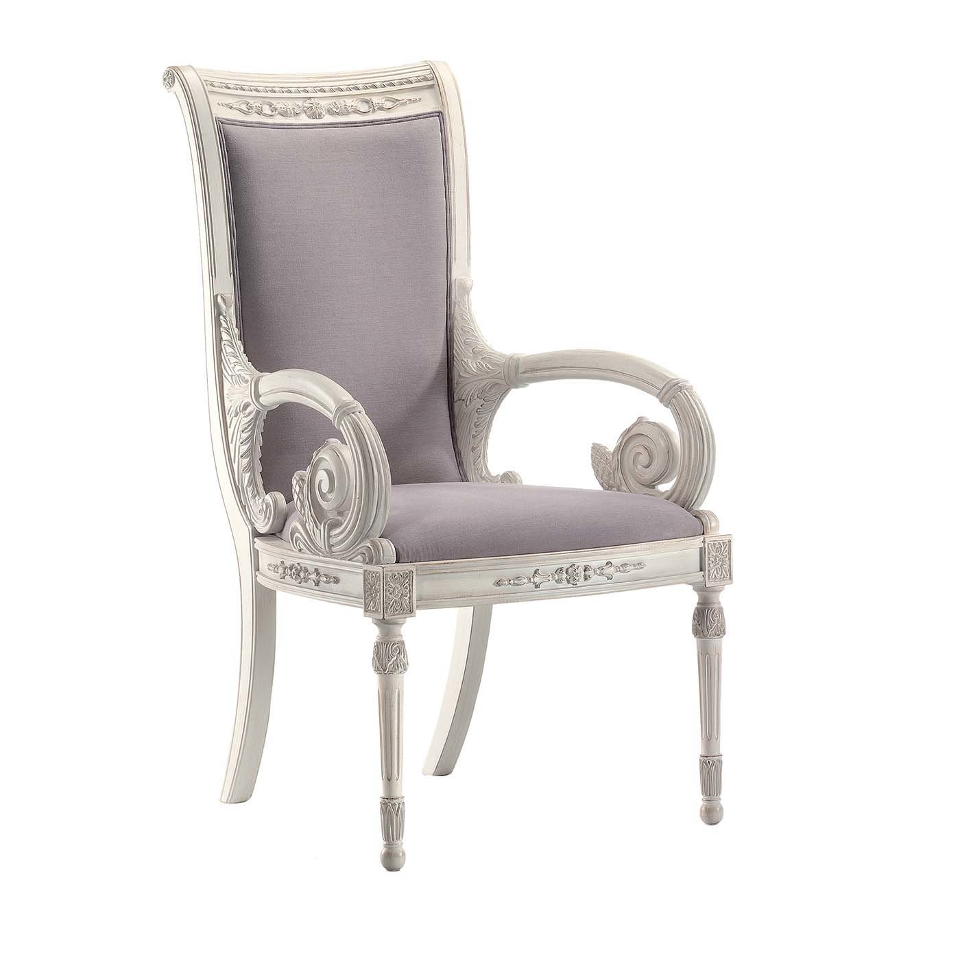 Capotavola White Chair with Armrests - Modenese Gastone