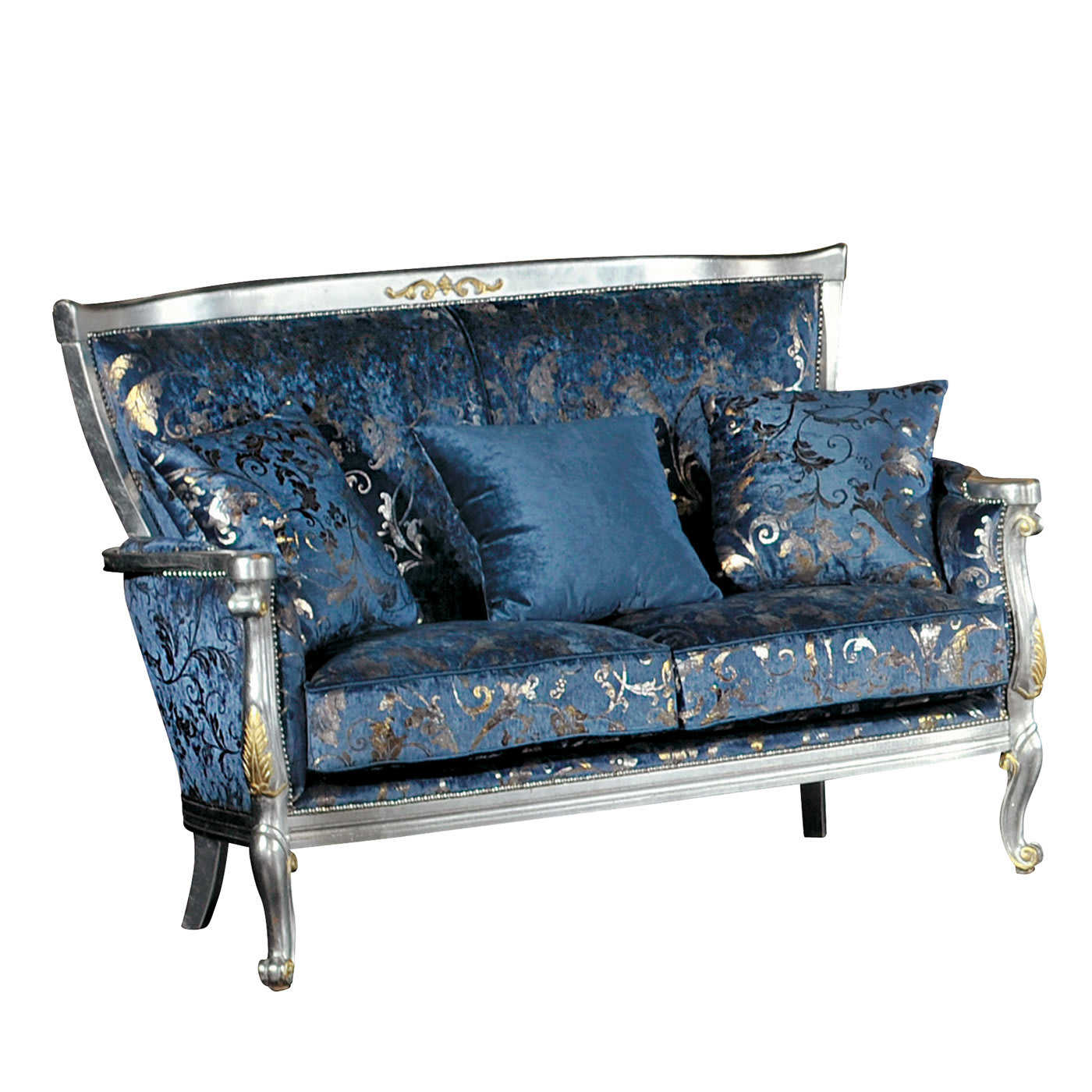 Two-seater Blue Floral Sofa - Modenese Gastone
