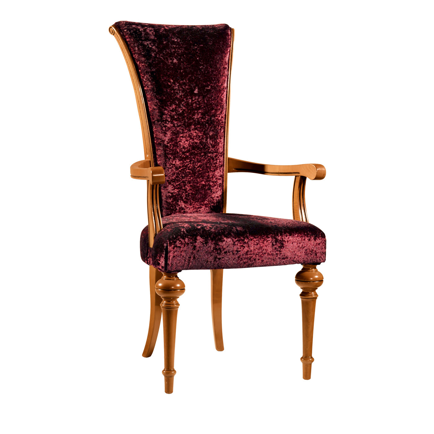 Capotavola Red Velvet Chair with Armrests - Modenese Gastone