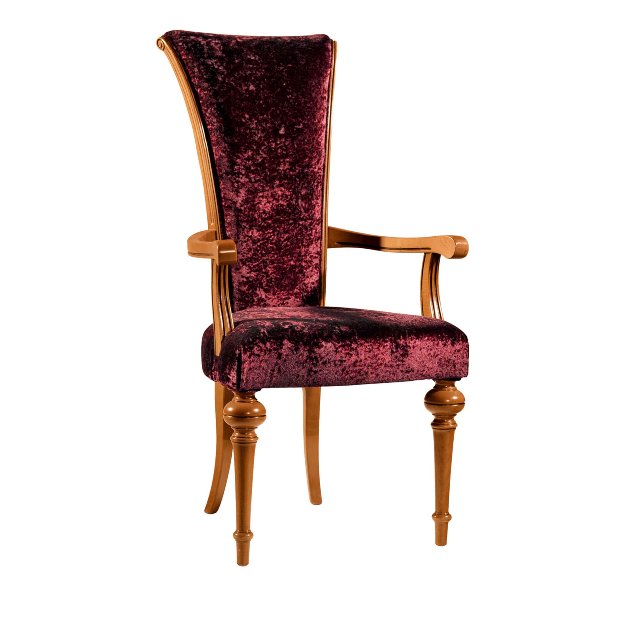 Capotavola Red Velvet Chair with Armrests - Main view