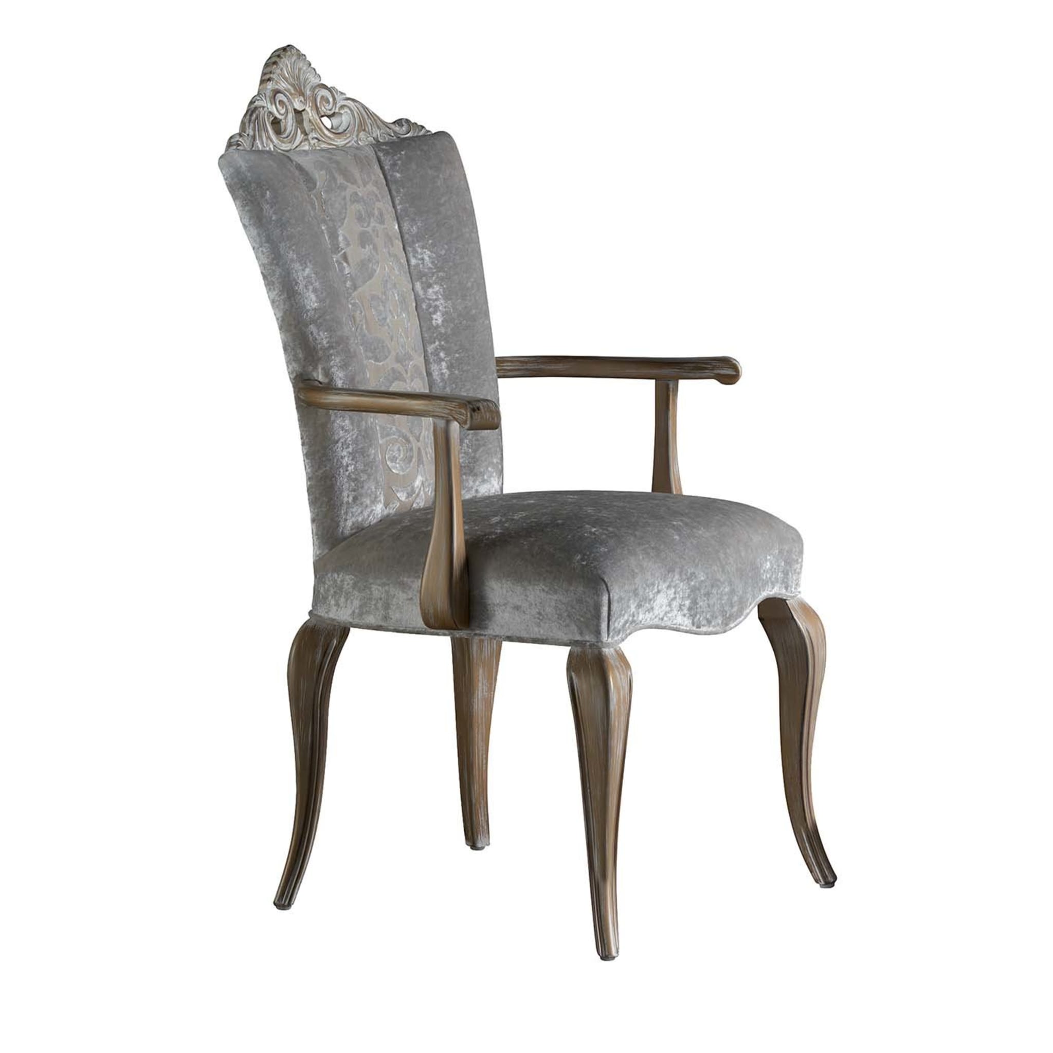Gray Dining Chair with Armrests - Main view