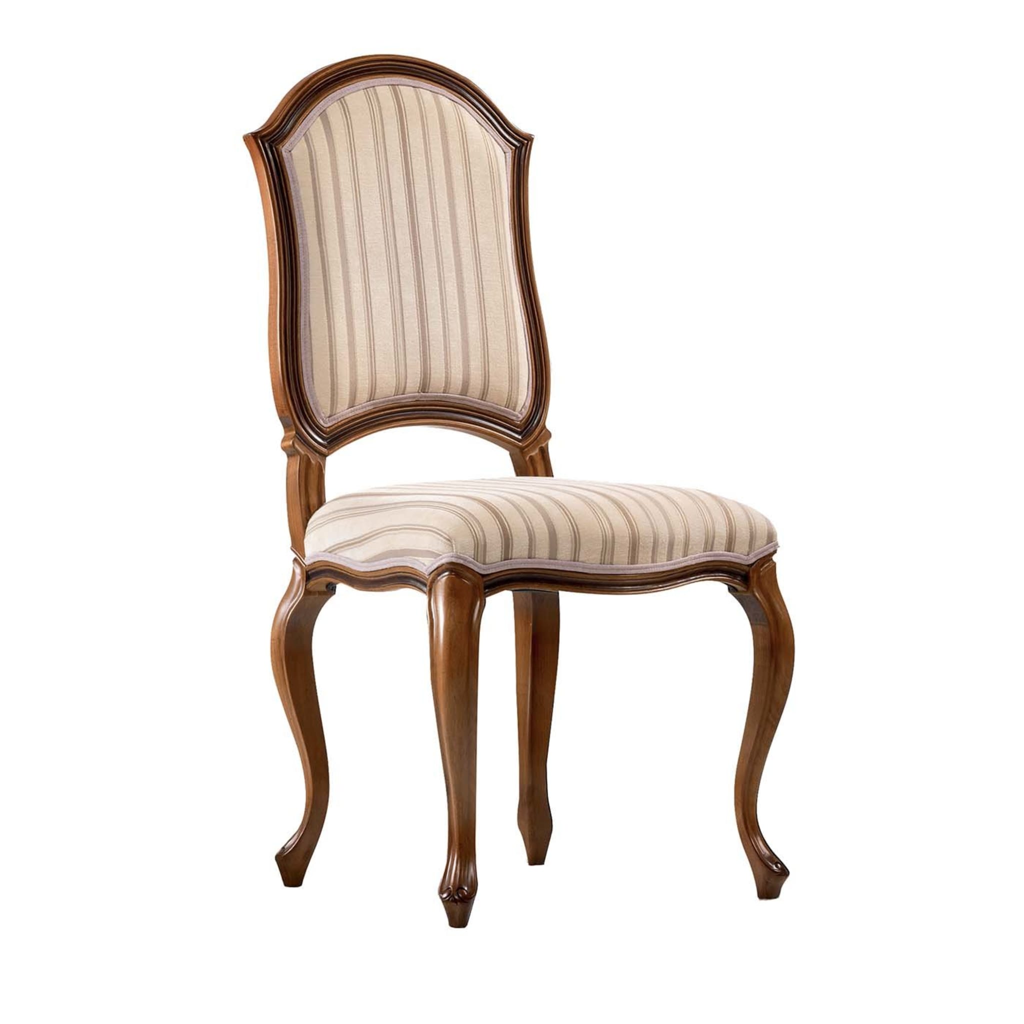 Contemporary wooden dining chair with striped fabric - Main view