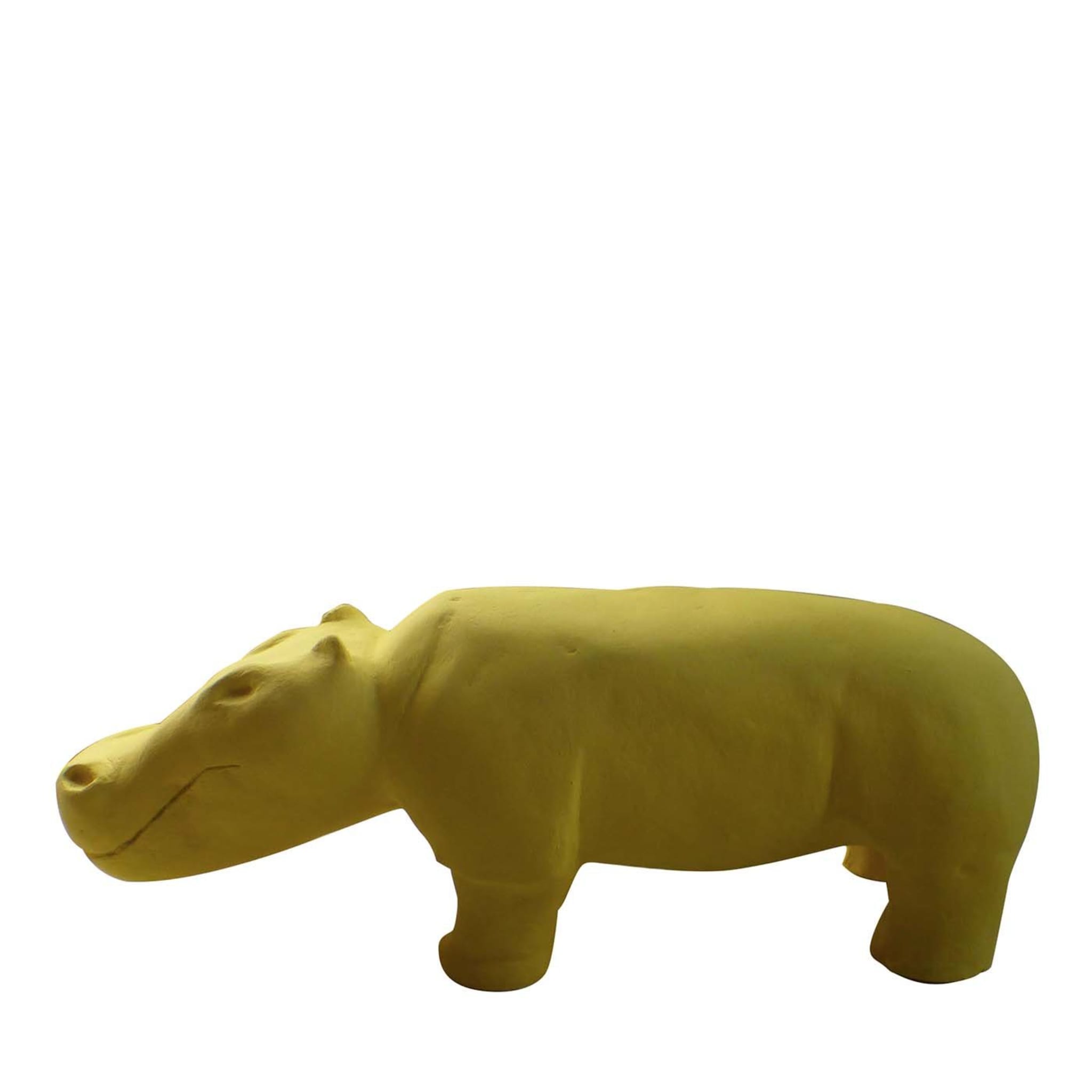 Scultura di ippopotamo giallo - Vista principale
