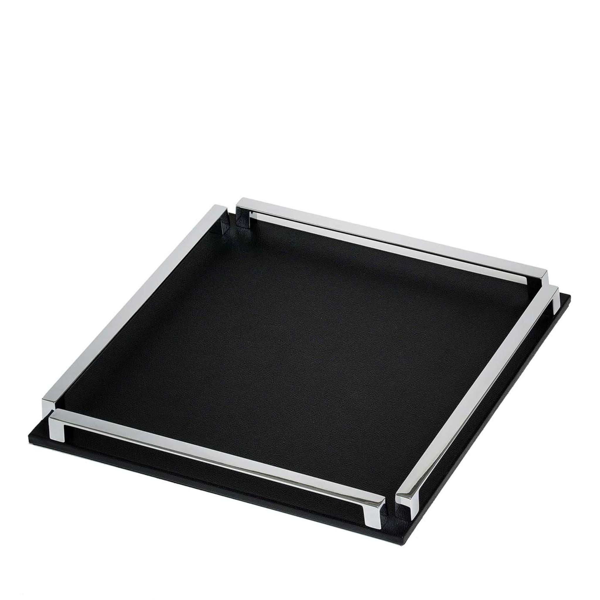Paul Square Black Leather Tray - Main view